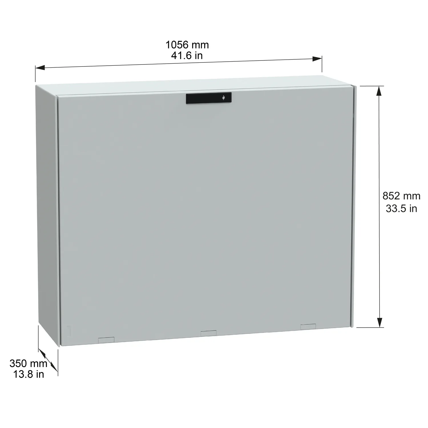 Landscape (Horizontal) Polyestergehäuse monobloc H852xB1056xT350mm IP66, IK10, RAL 7035 - 2