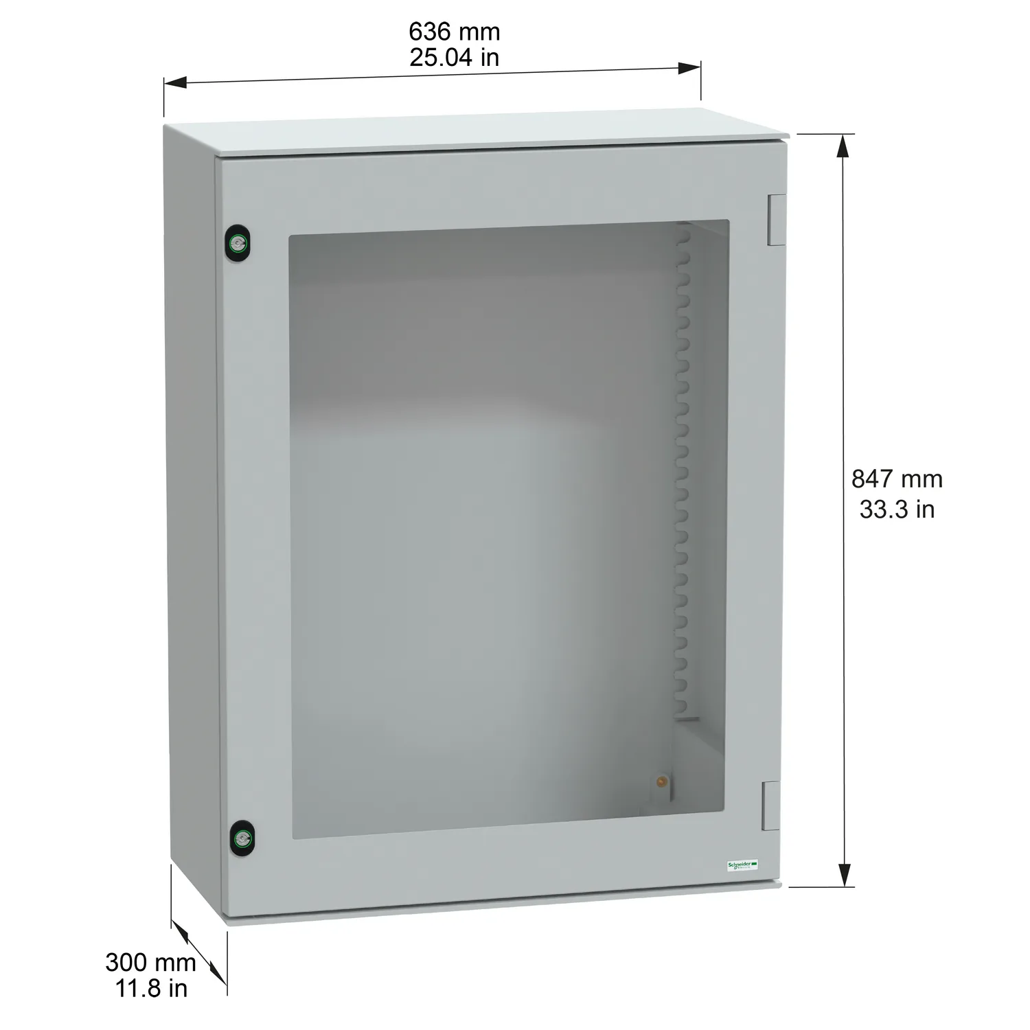 PanelSeT PLM Polyestergehäuse - Wandmontage, transparente Tür, ohne MP H847x636xT300mm IP66, IK10, RAL 7035 - 2