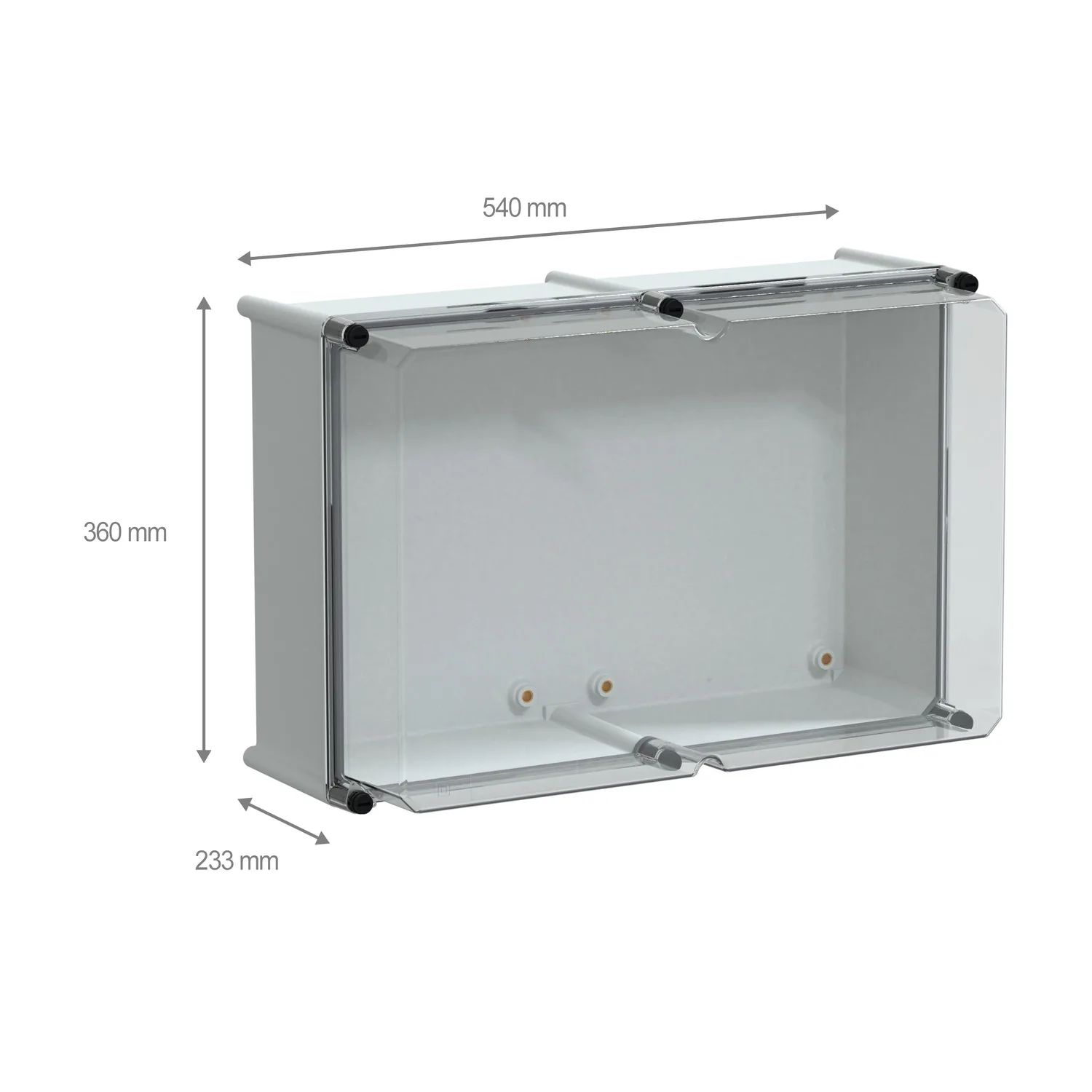 Polyestergehäuse PLS Wandmontage 360x540x230mm IP66, transparente PC-Abdeckung - 2