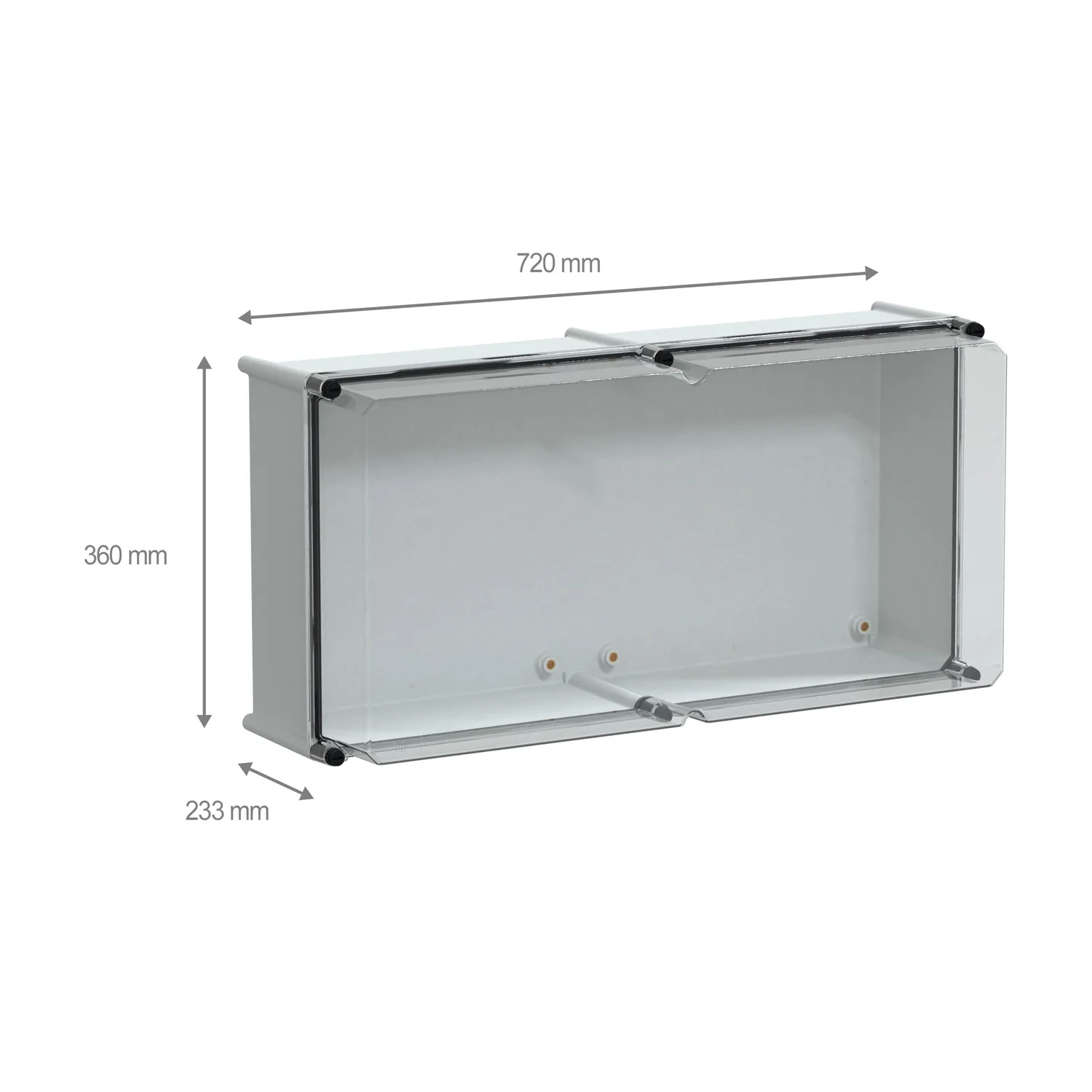 Polyestergehäuse PLS Wandmontage 360x720x230mm IP66, transparente PC-Abdeckung - 2