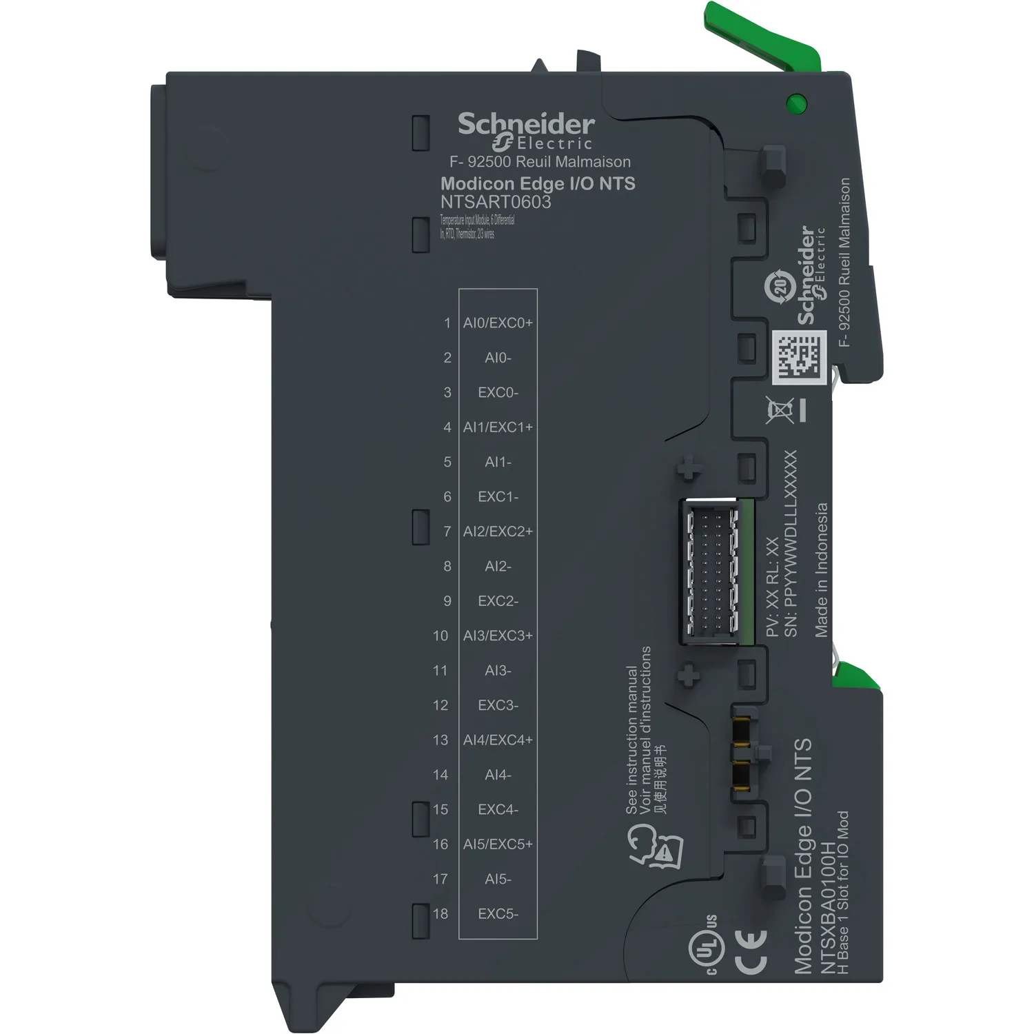Temp.-Eingangsmodul + Sockel,6 diff. Eing, RTD,Thermistor,2/3 Leiter, Modicon Edge I/O NTS - 5
