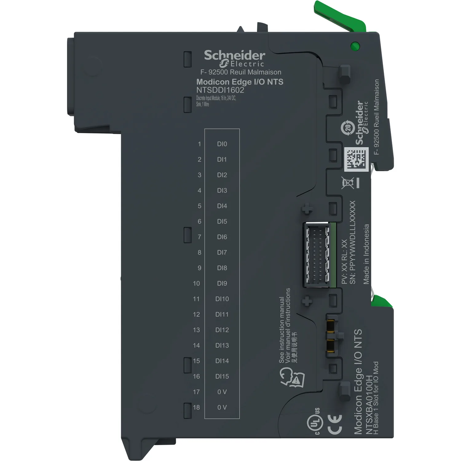 Edge I/O NTS Module+Base Entrée TOR 16 voies,24Vdc, Sink, 1Fils - 4