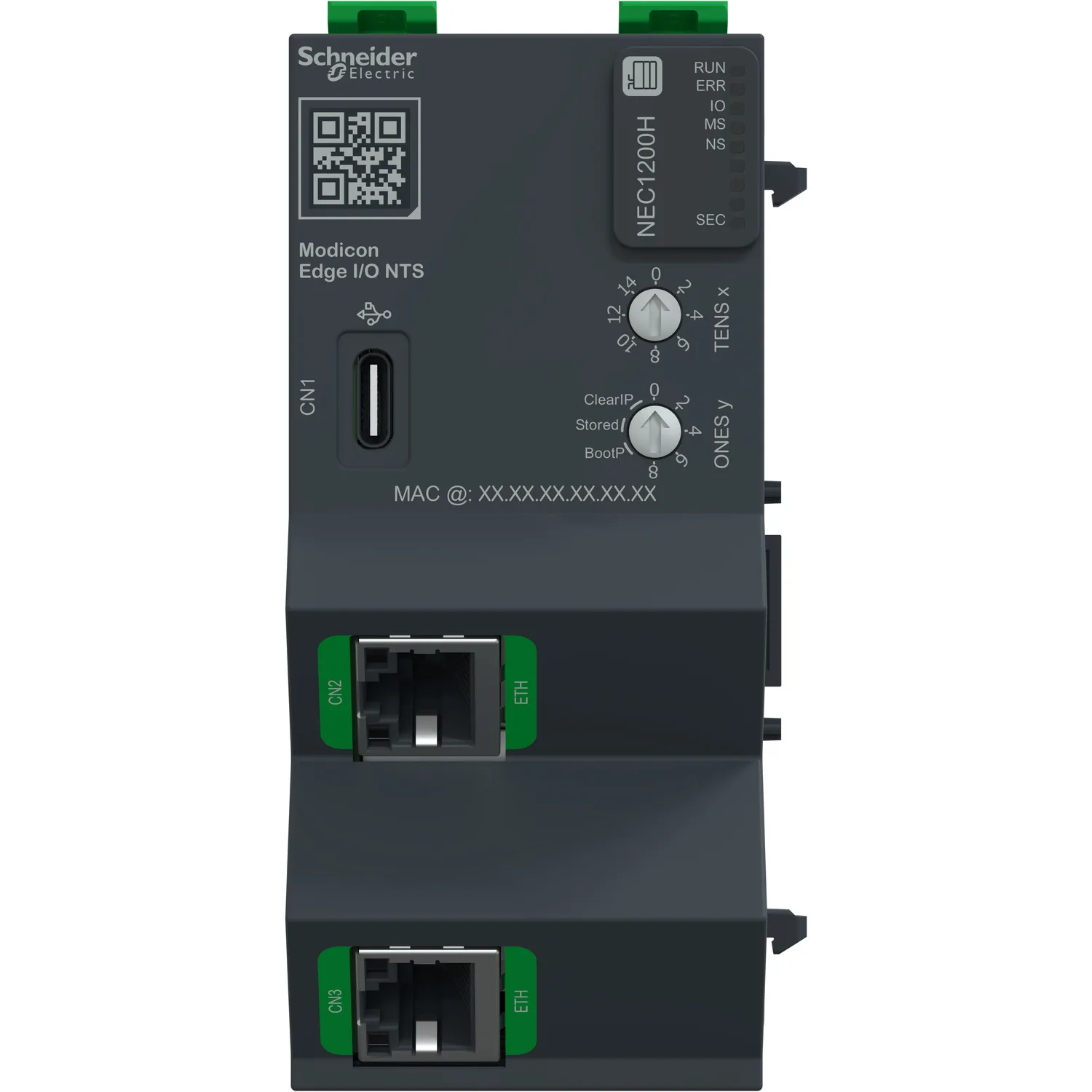 Netzwerk-Schnittstellenmodul + Sockel + Abschlussw., EtherNet/IP, Modbus TCP, 100Mbps, 2 RJ45, robust, Modicon Edge I/O - 6