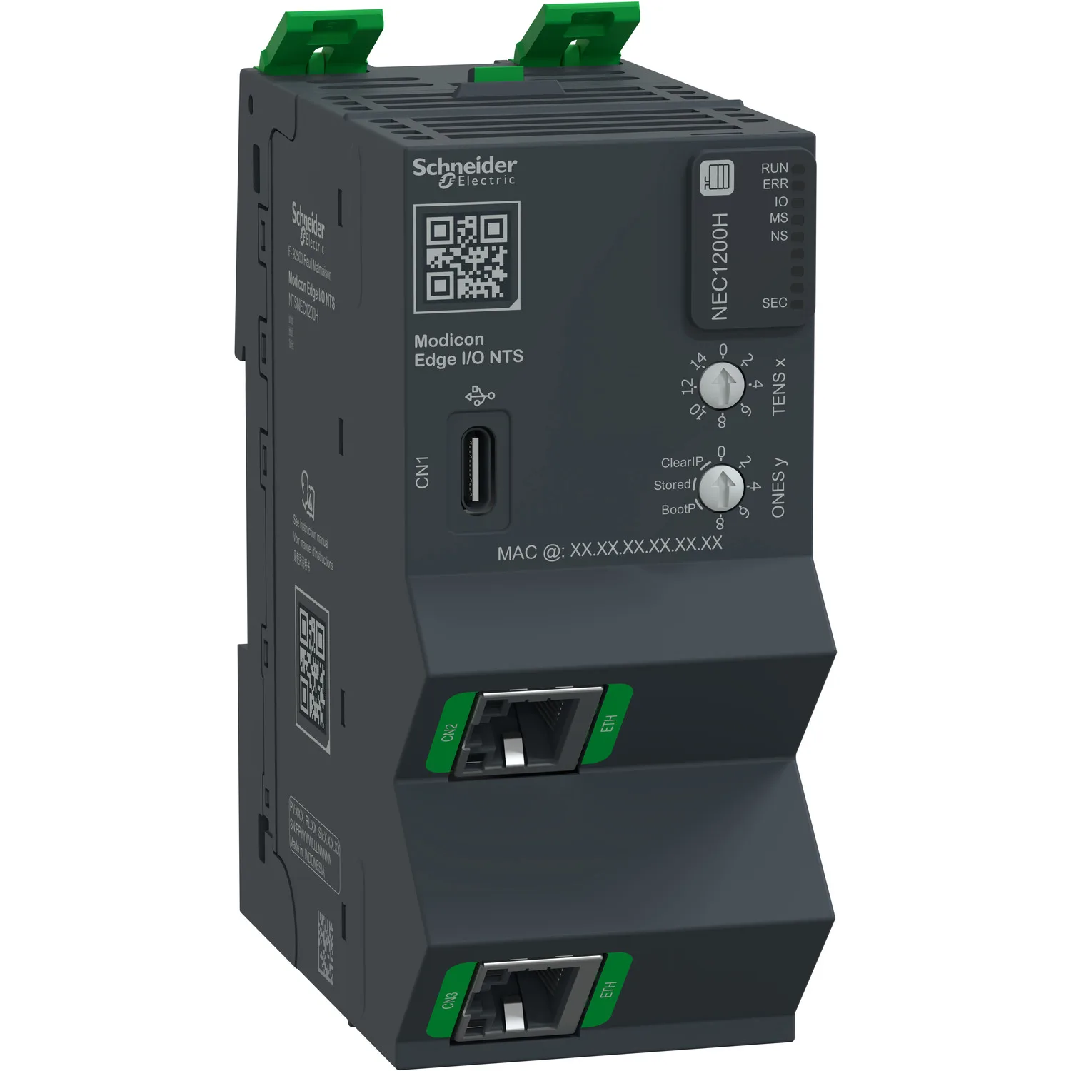 Schneider NTSNEC1200HK - Netzwerk-Schnittstellenmodul + Sockel + Abschlussw., EtherNet/IP, Modbus TCP, 100Mbps, 2 RJ45, robust, Modicon Edge I/O