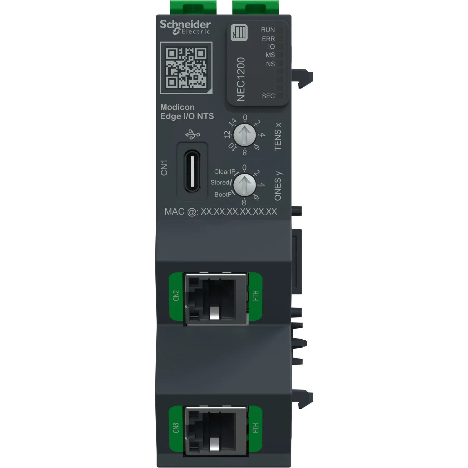Netzwerk-Schnittstellenmodul + Sockel + Abschlussw., EtherNet/IP, Modbus TCP, 100Mbps, 2 RJ45, Modicon Edge I/O NTS - 2