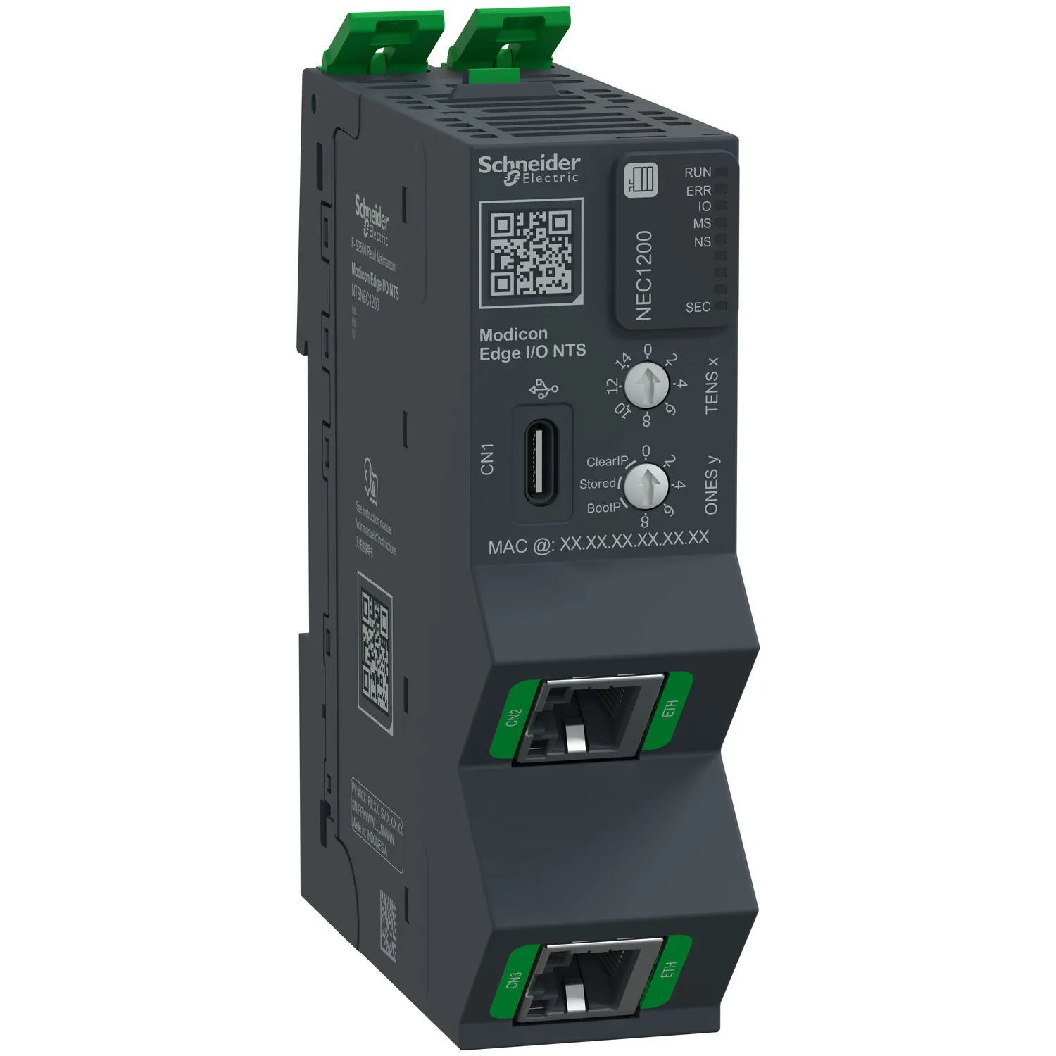 Schneider NTSNEC1200K - Netzwerk-Schnittstellenmodul + Sockel + Abschlussw., EtherNet/IP, Modbus TCP, 100Mbps, 2 RJ45, Modicon Edge I/O NTS