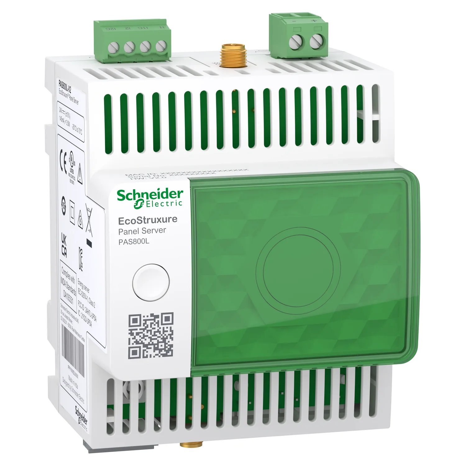 Schneider PAS800L - Panel Server Advanced , Funk und Modbus RTU - Ethernet Modbus/TCP, Datenlogger und Energy Server, 24 VDC, S0
