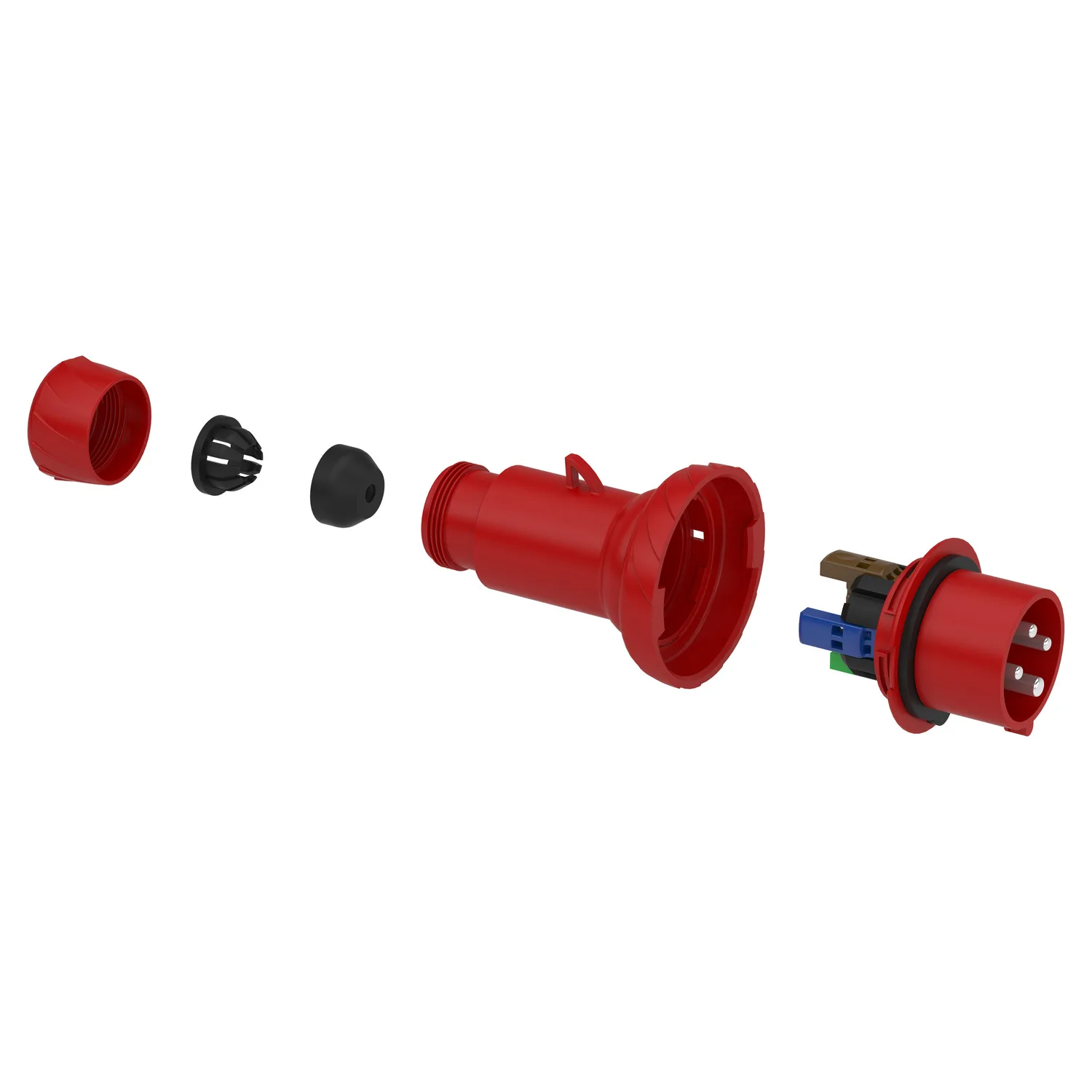 PKX16M734 - 4x16A, trifaze, 3P+T, IP67, HIZLI BAĞLANTI, Düz Fiş - 2