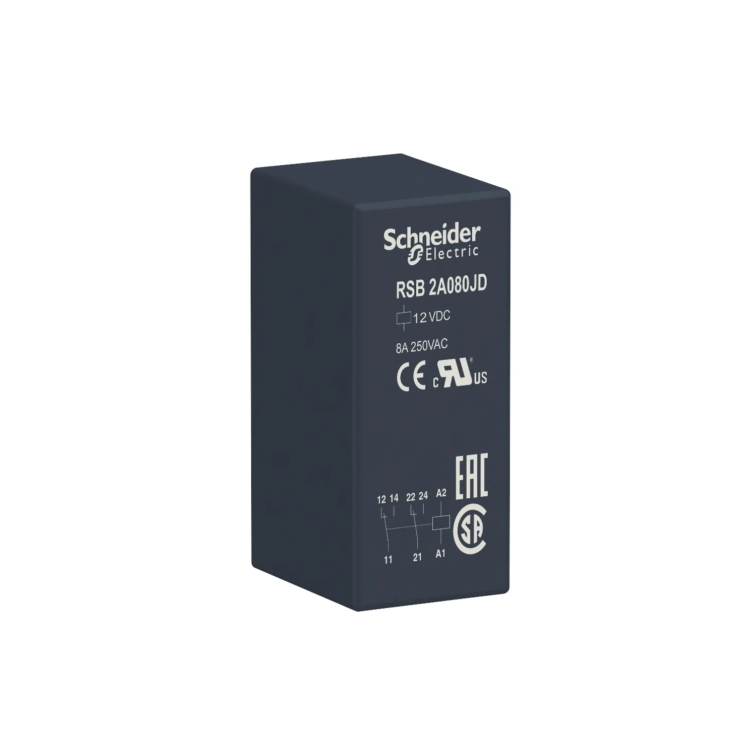 Schneider RSB2A080JD - RSB2A080JD - Röle: elektromanyetik; Ubobir: 12VDC; DPDT; 8A; 8A/250VAC; 8A/28VDC