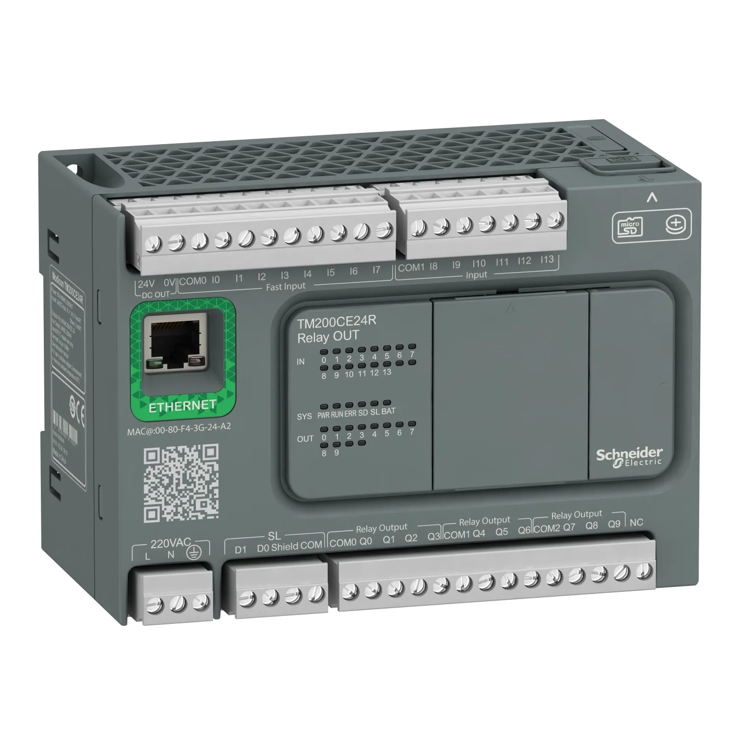 Schneider TM200CE24R - M200 PLC, 14 DI, 10 DO, Relay, Ethernet