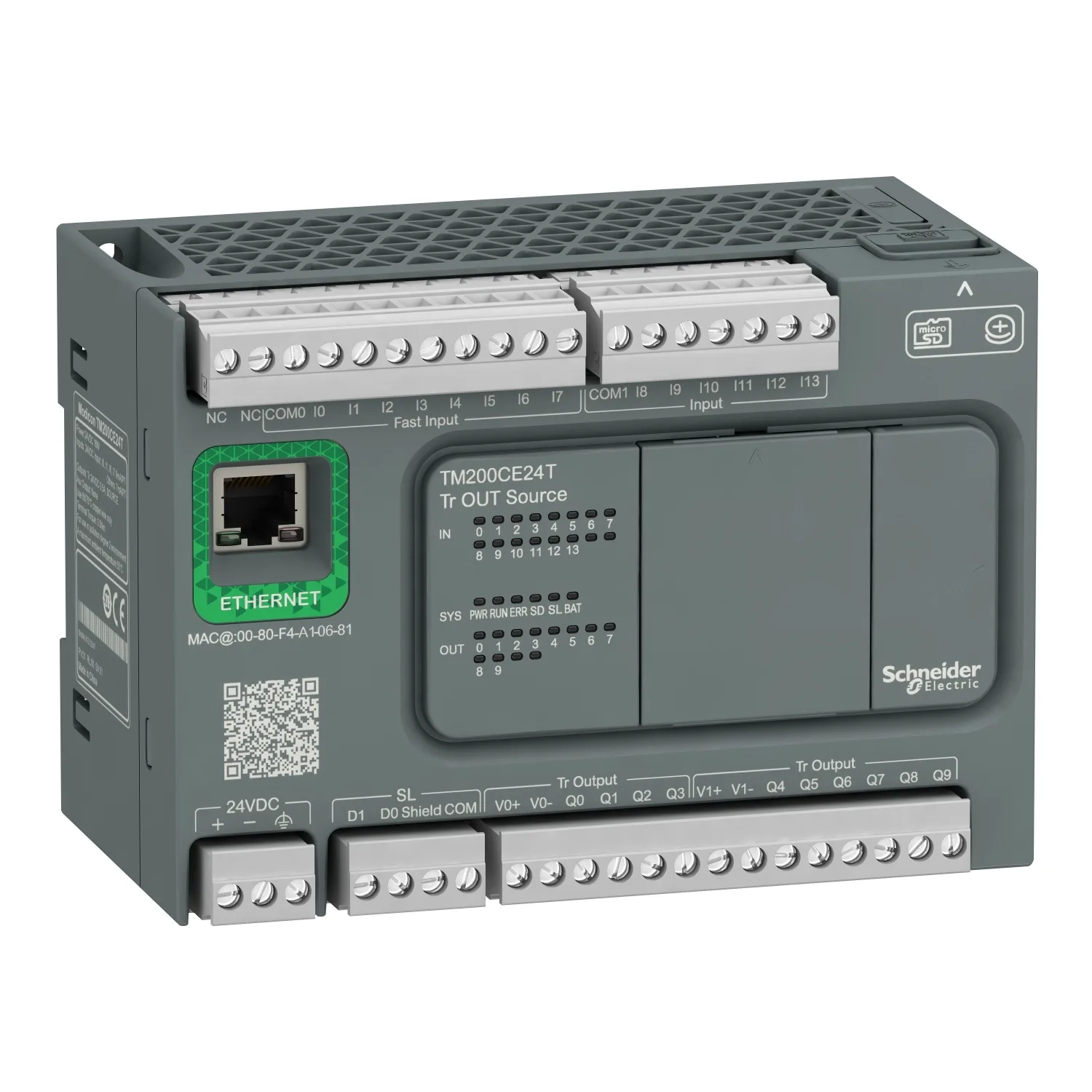 Schneider TM200CE24T - M200 PLC, 14 DI, 10 DO, Transistör, Ethernet