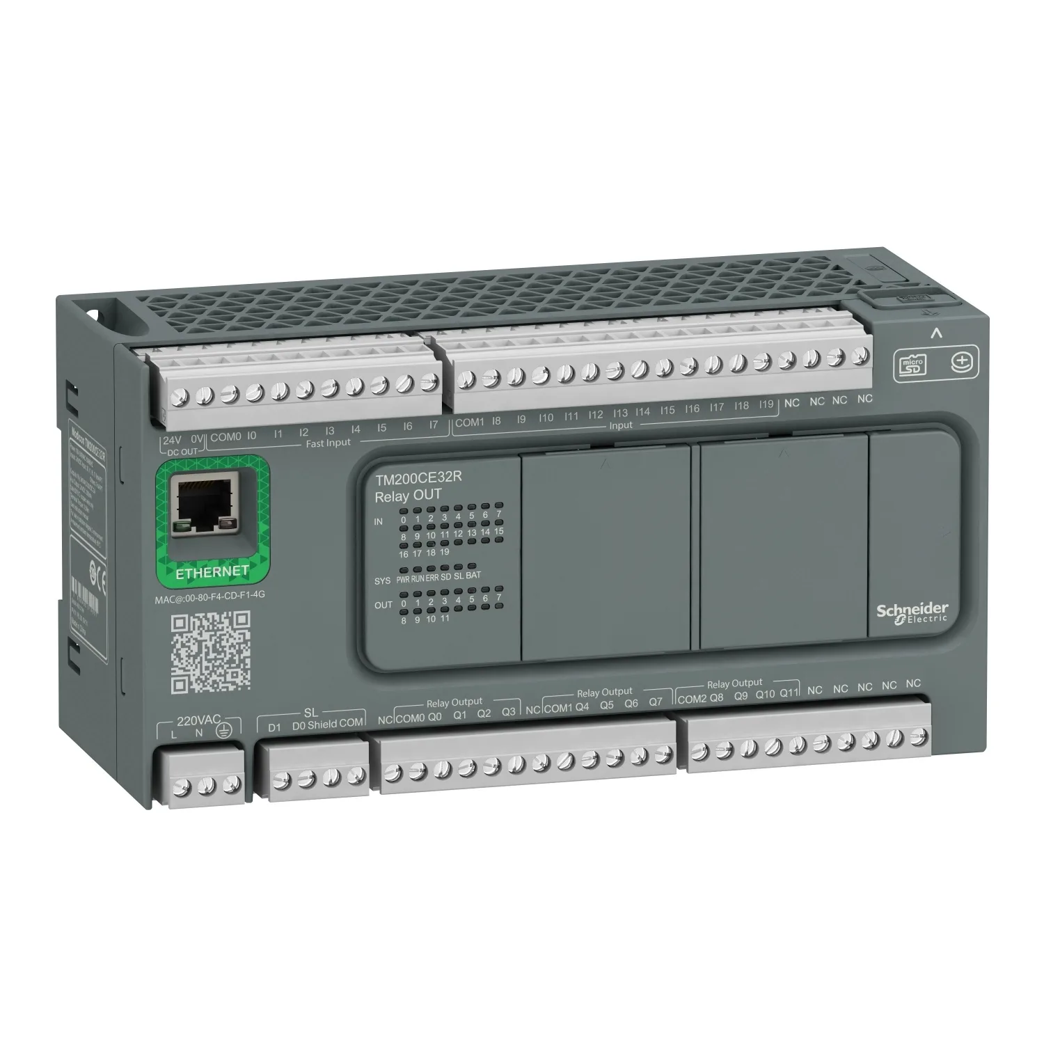 Schneider TM200CE32R - M200 PLC, 20 DI, 12 DO Relay, Ethernet
