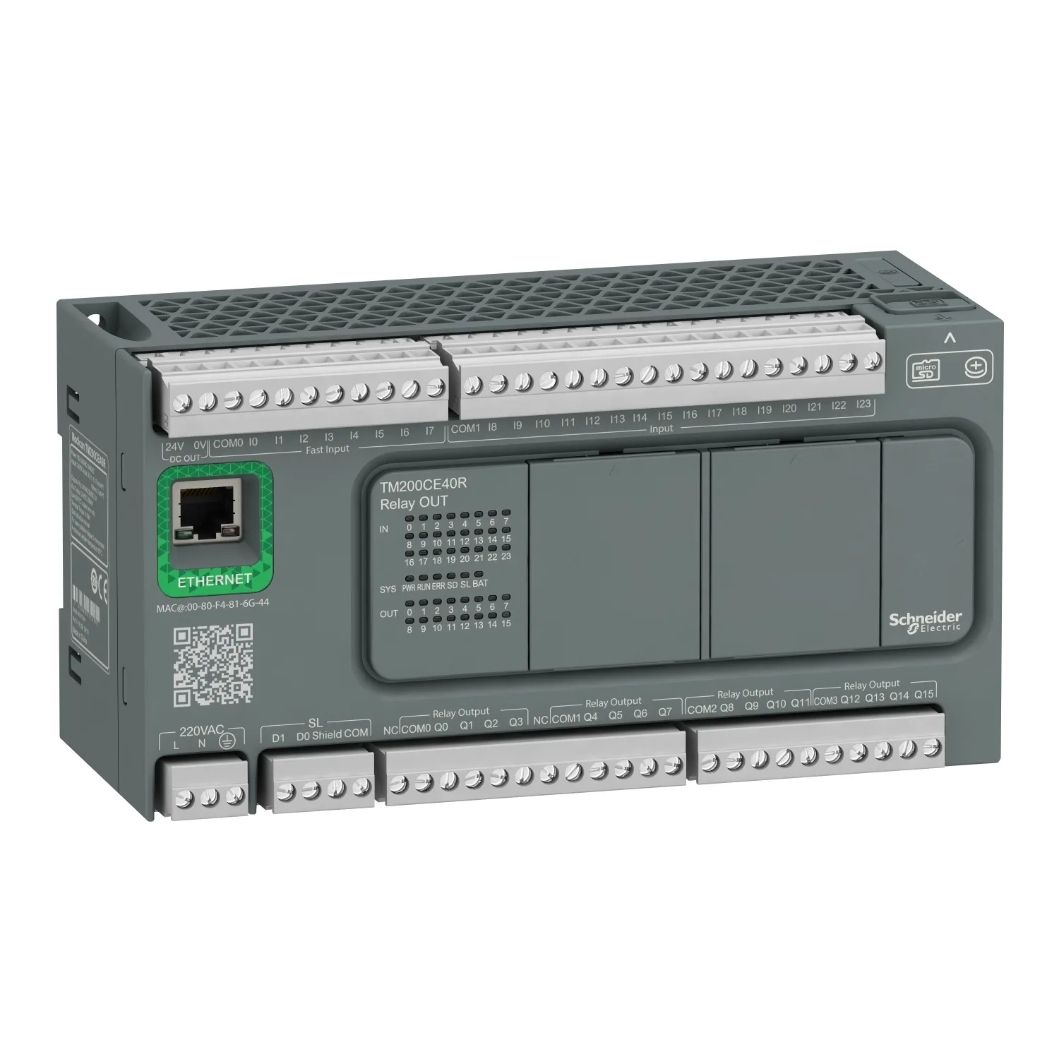 Schneider TM200CE40R - Easy Modicon M200, SPS-Steuerung, 24E/16A, Relais, Ethernet, 220V AC