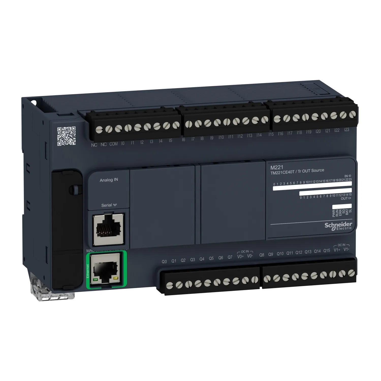 Schneider TM221CE40T - SPS-Steuerung, Modicon M221, Kompaktformat, 40 E/A, Ethernet, Modbus, 24 VDC, Source Transistor, Schraubklemmen
