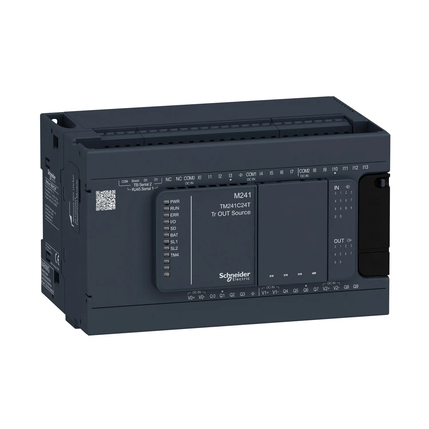 Schneider TM241C24T - SPS-Steuerung, Modicon M241, 24 E/A, 2x Modbus, 24 VDC, Source Transistor, Schraubklemmen