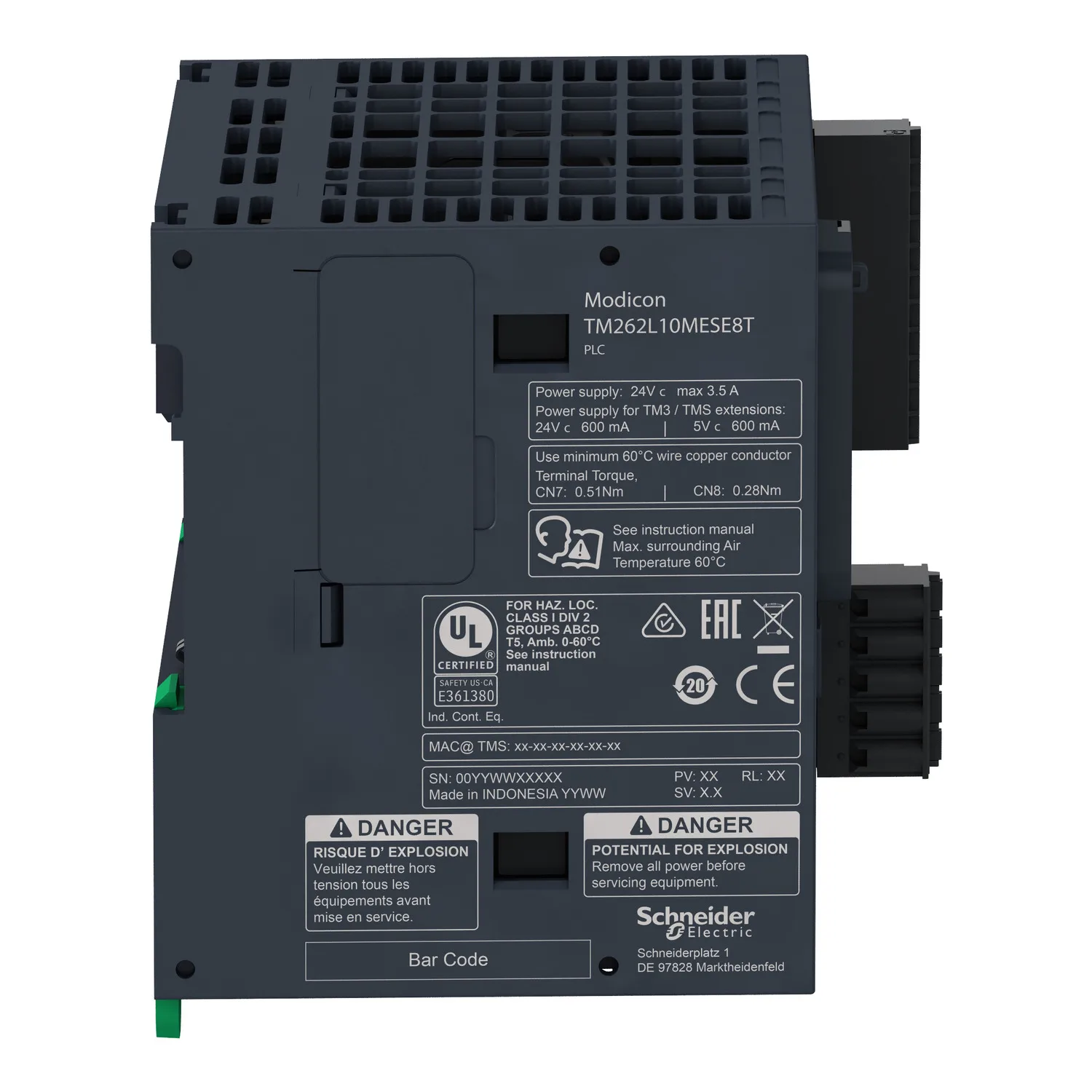SPS-Steuerung, Modicon M262, IIoT-fähig, 5 ns/Anweisung, 2x Ethernet, OPC UA, 8 schnelle E/A - 3