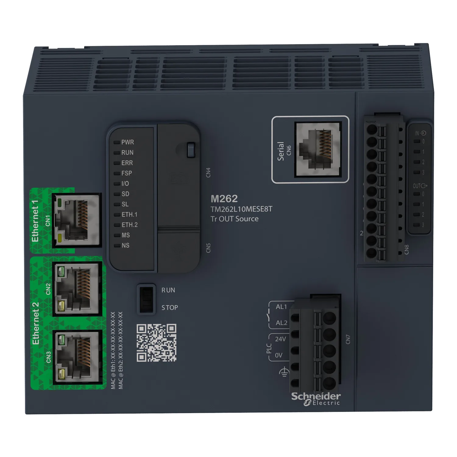 SPS-Steuerung, Modicon M262, IIoT-fähig, 5 ns/Anweisung, 2x Ethernet, OPC UA, 8 schnelle E/A - 4