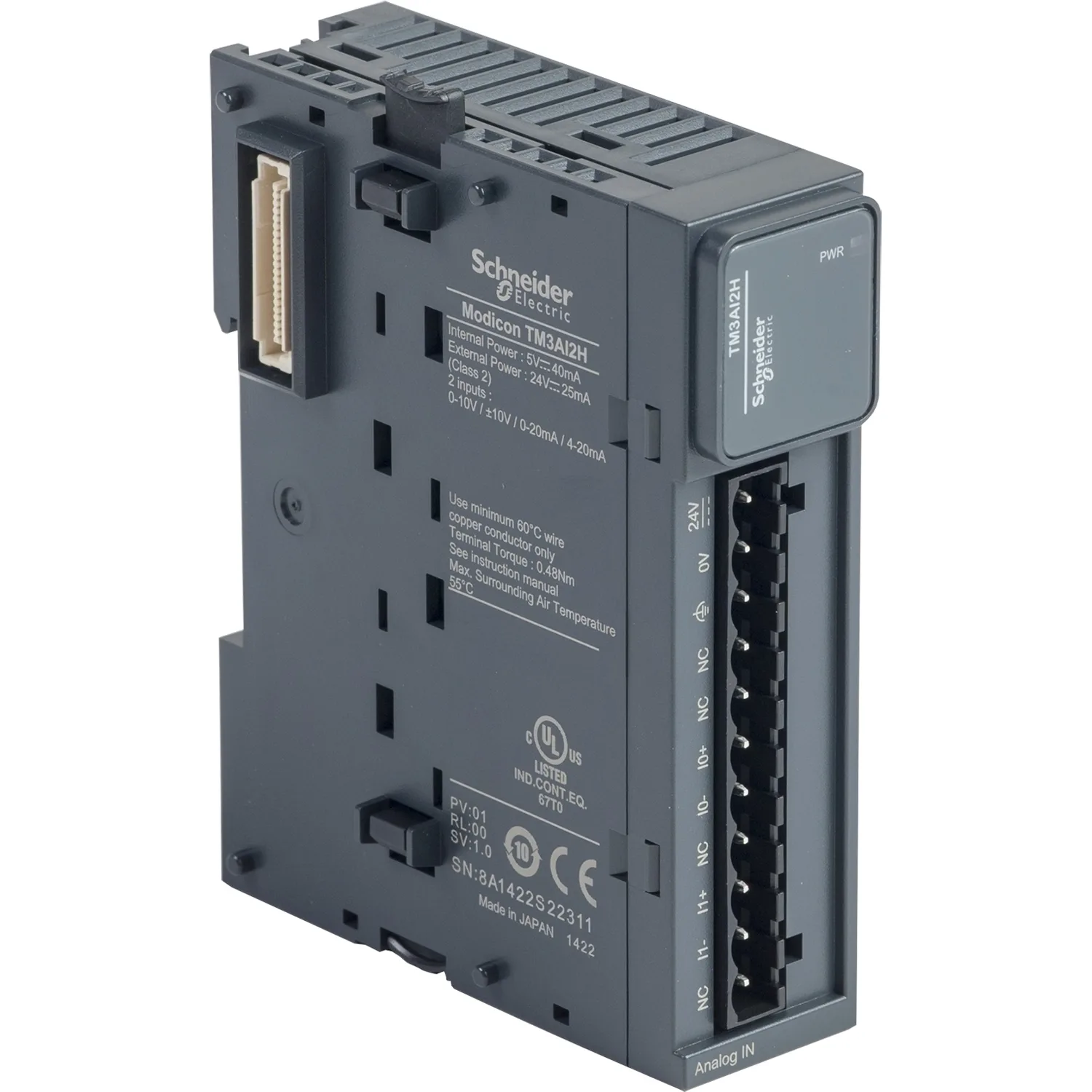 Schneider TM3AI2H - Modicon TM3, module 2 entrées ana haute résolution, -10-0-10V, 0/4-20mA, vis