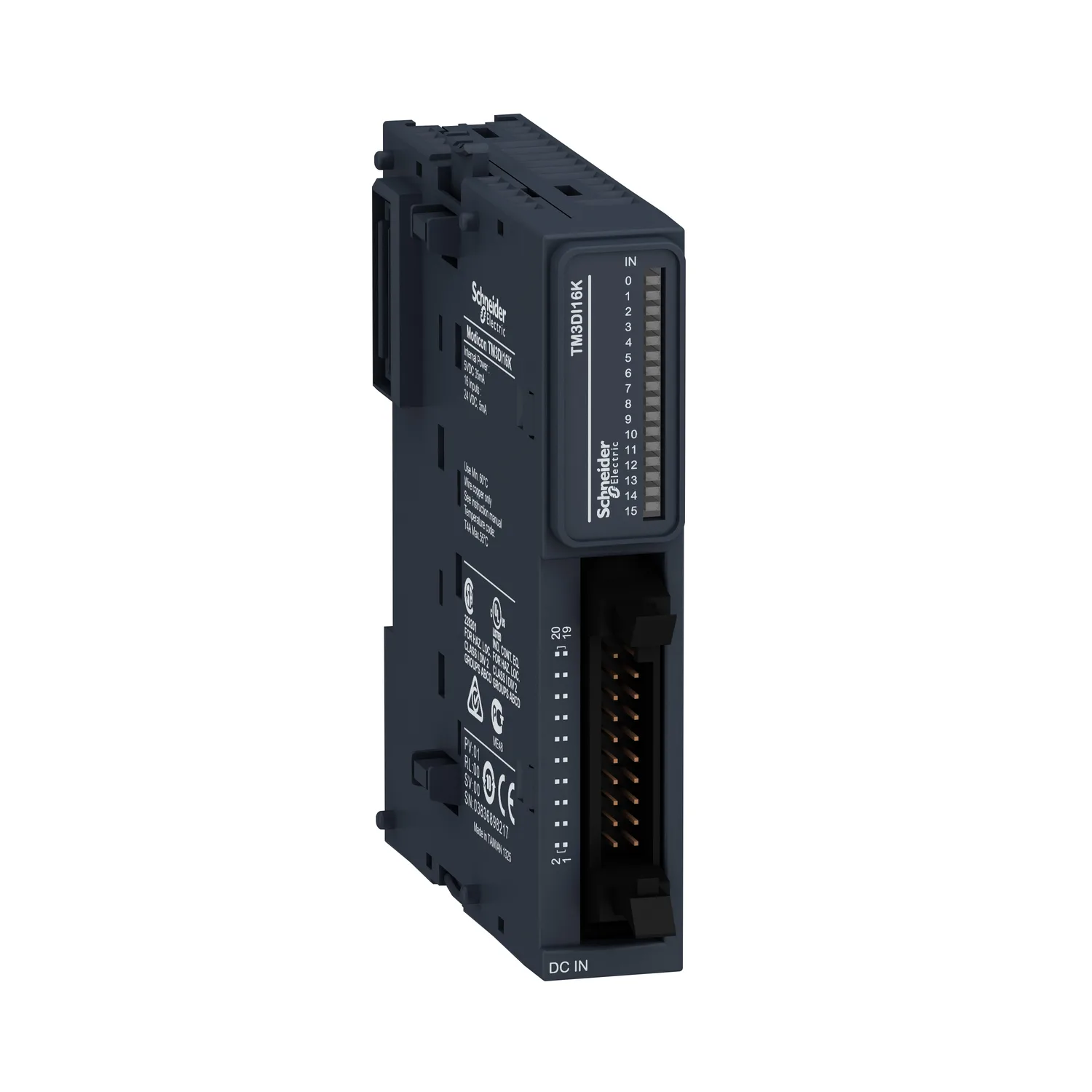 Schneider TM3DI16K - Digitales Eingangsmodul, Modicon TM3, 16 Eingänge, 24 VDC, HE10