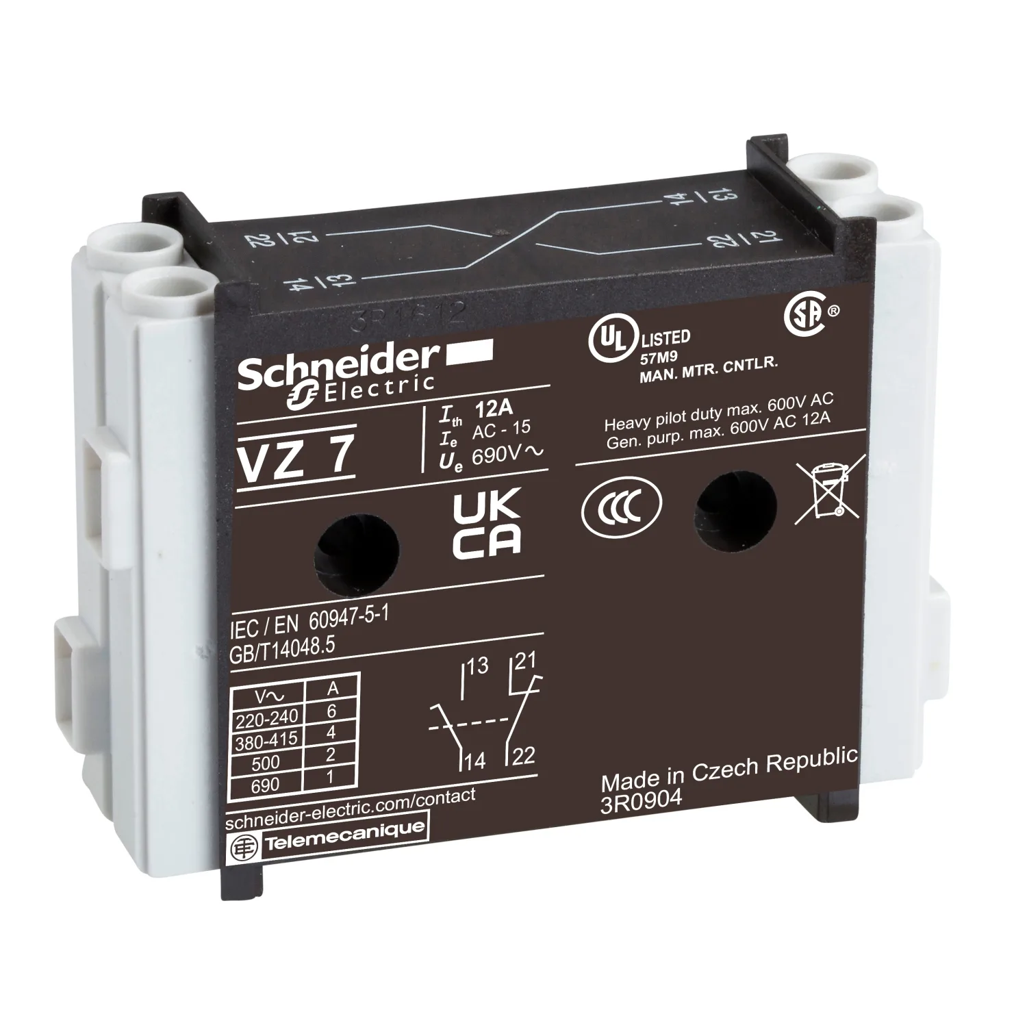 Schneider VZ7 - VZ7 - Yardımcı kontaklar; TeSys VARIO; Kontak: NK + NA