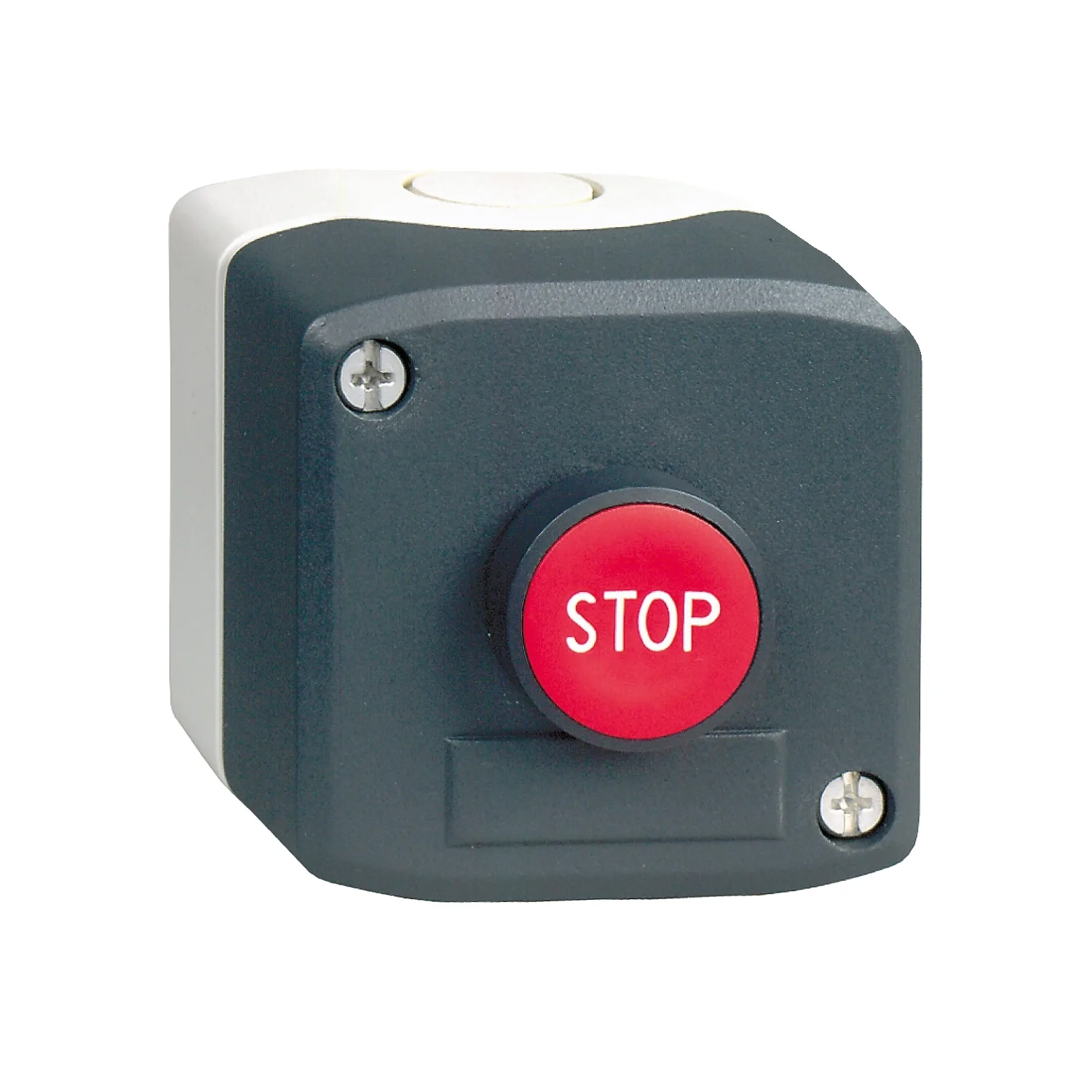 Schneider XALD114 - Aufbaugehäuse, Harmony XALD, Kunststoff, dunkelgrau, 1 Drucktaster, rot, STOP, 22mm, 1Ö