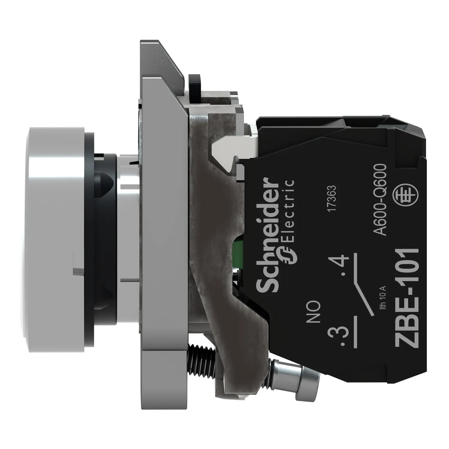 Schalter: Druck; 22mm; NO; flach; Harmony XB4; weiss; Ø22mm - 2