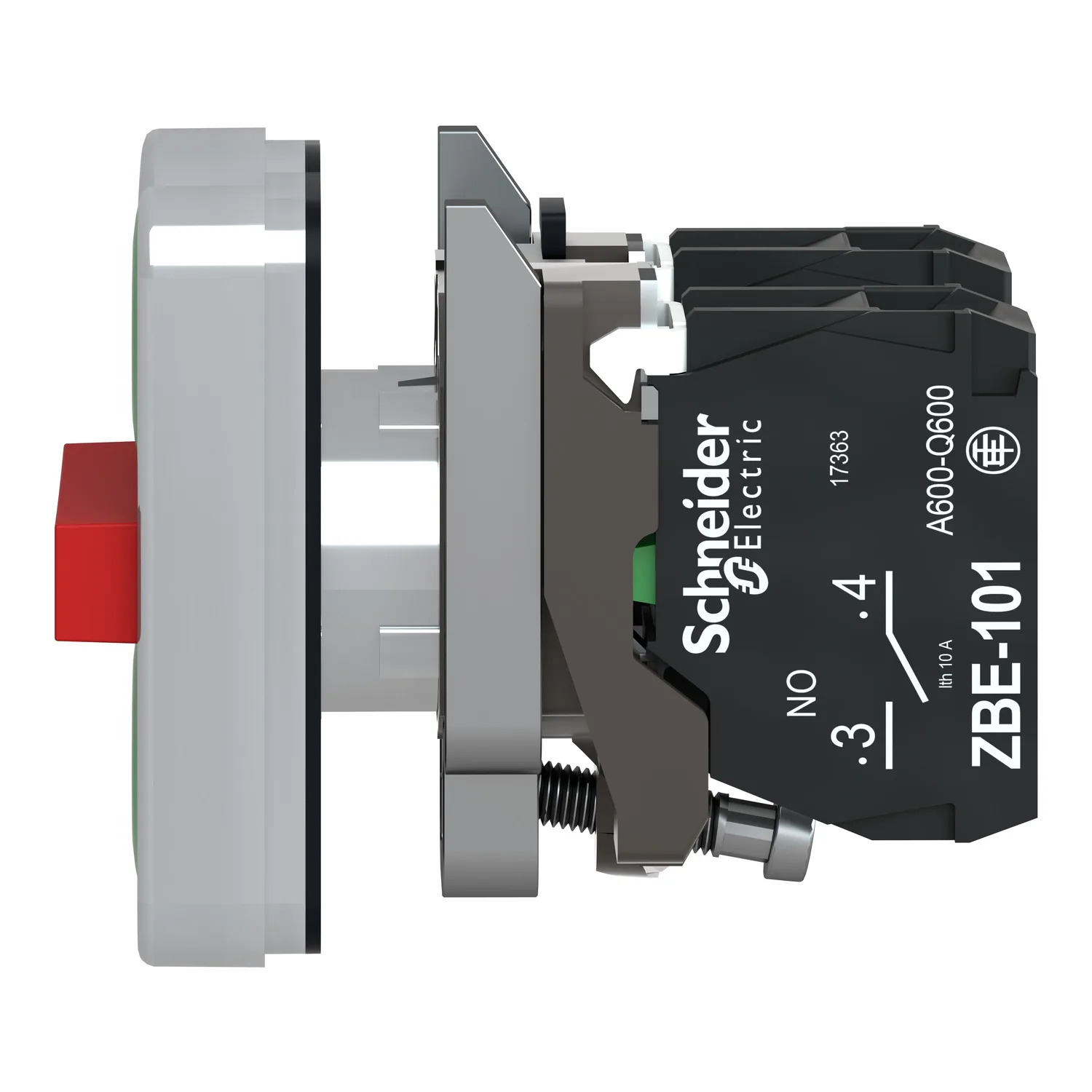 Üçlü kafa basmalı buton, metal, Ø22, markalı, 1 yeşil düz I + 1 kırmızı çıkıntılı STOP + 1 yeşil düz II, 2 NA + 1 NK - 4