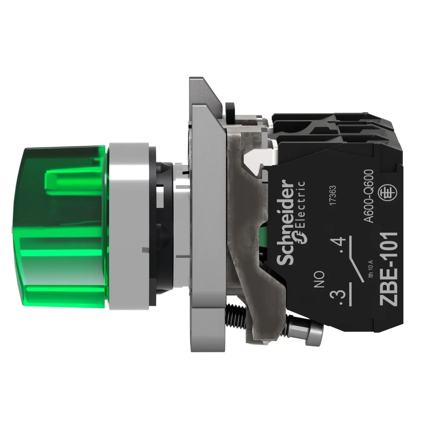 Schalter: Dreh-; 22mm; Stab.Pos: 2; NC + NO; grün; LED; 230V; IP66 - 2