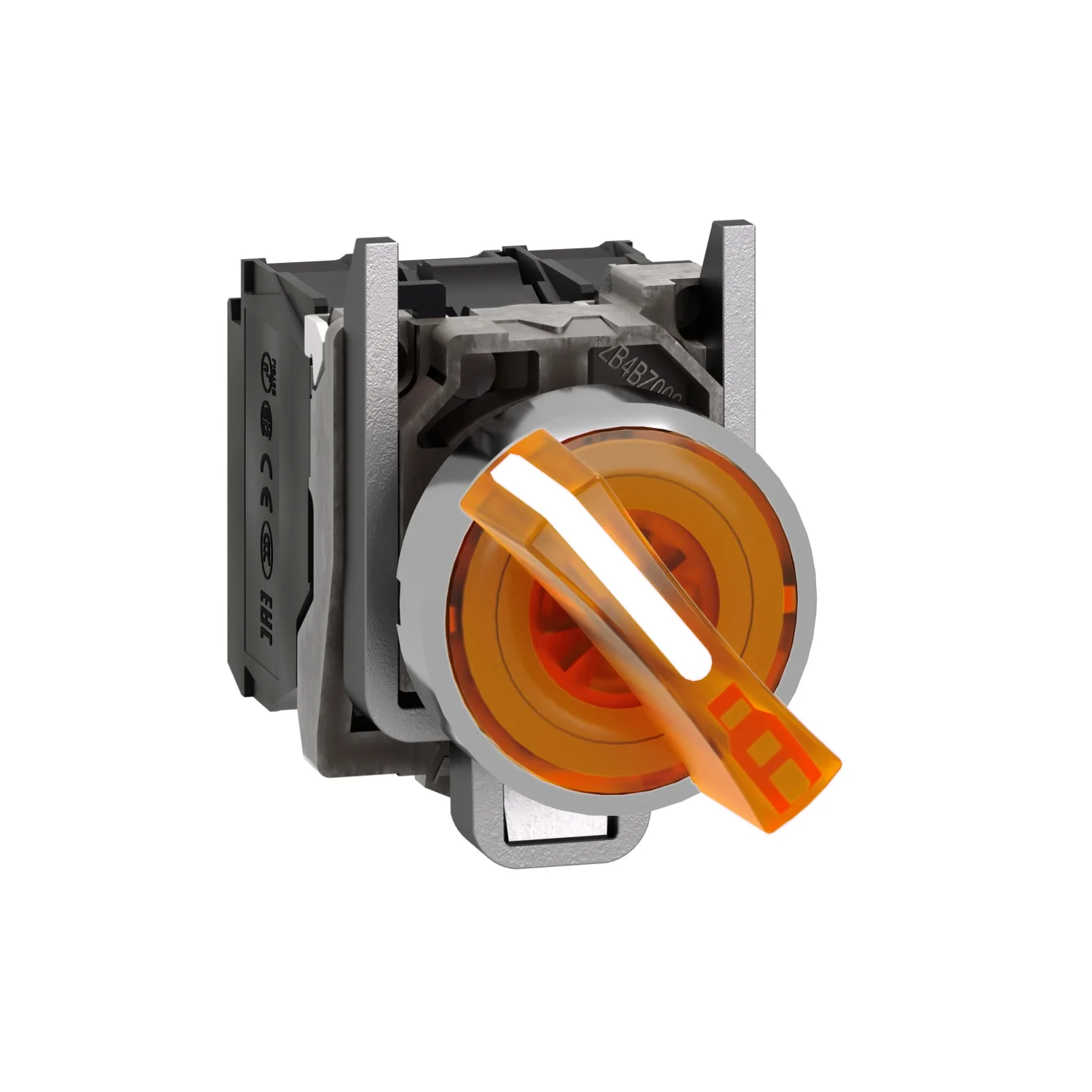 Schneider XB4BK125B5 - Şalter: döner; 22mm; Sabit poz: 2; NC + NO; turuncu; LED; 24V; IP66