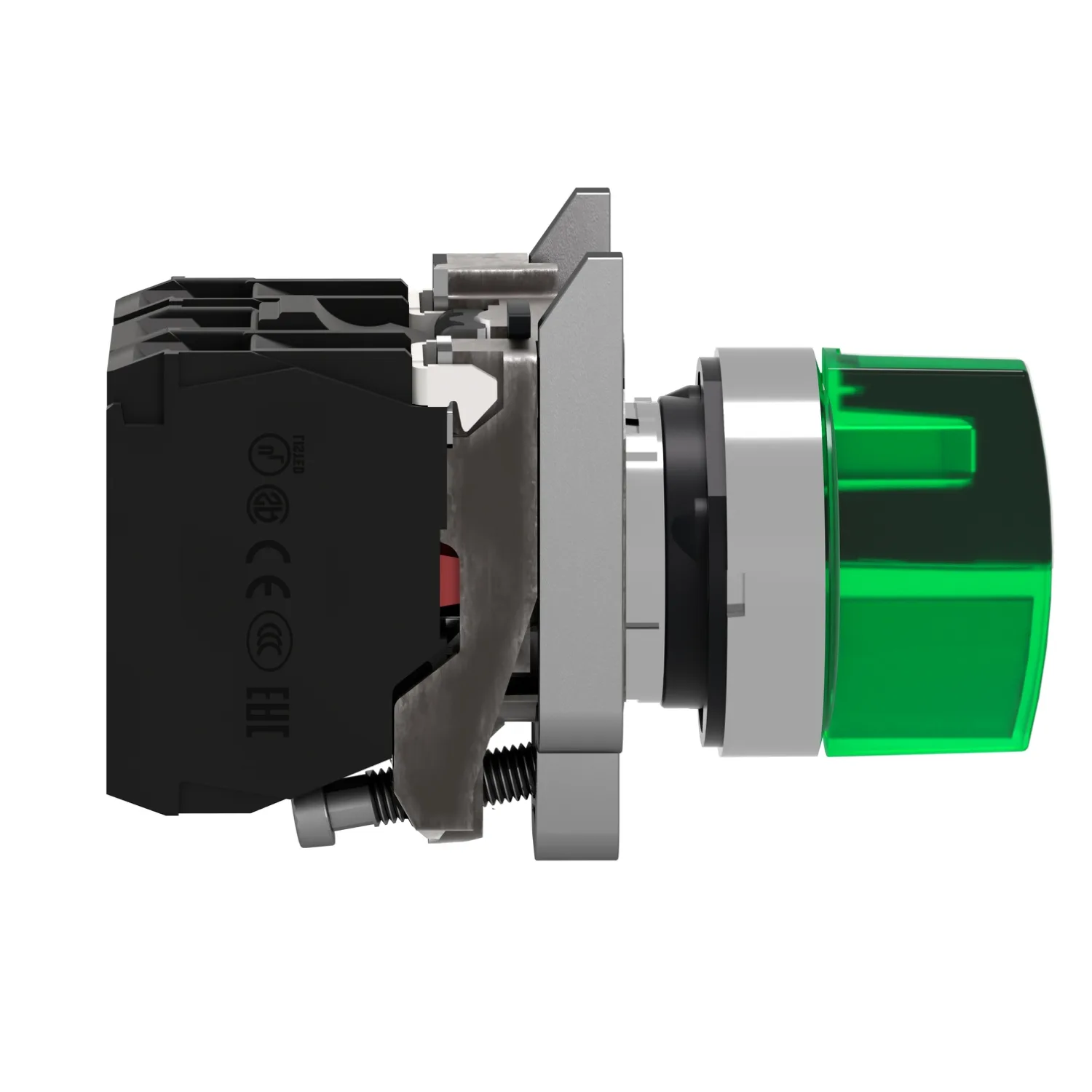 Schalter: Dreh-; 22mm; Stab.Pos: 3; NC + NO; grün; LED; 24V; IP66 - 2