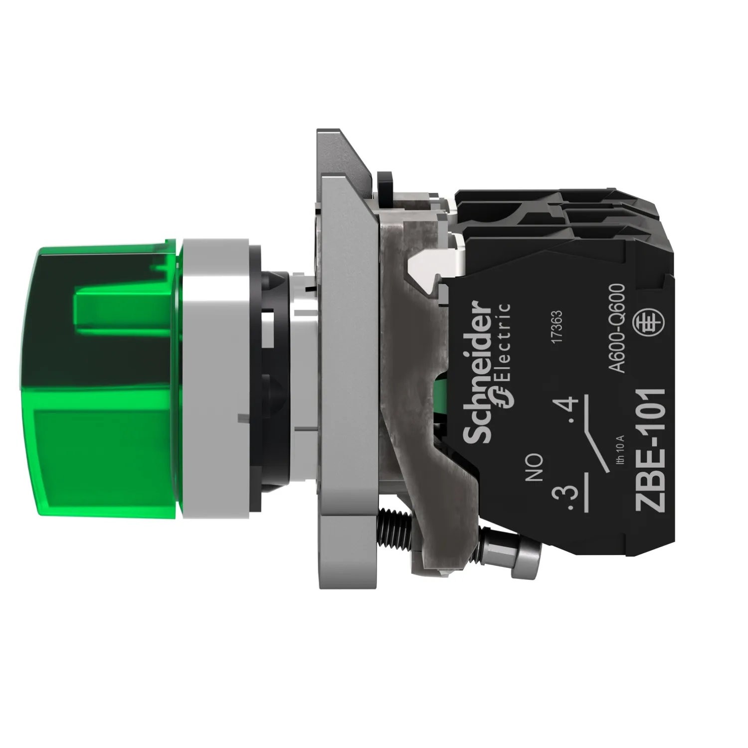 Schalter: Dreh-; 22mm; Stab.Pos: 3; NC + NO; grün; LED; 24V; IP66 - 5