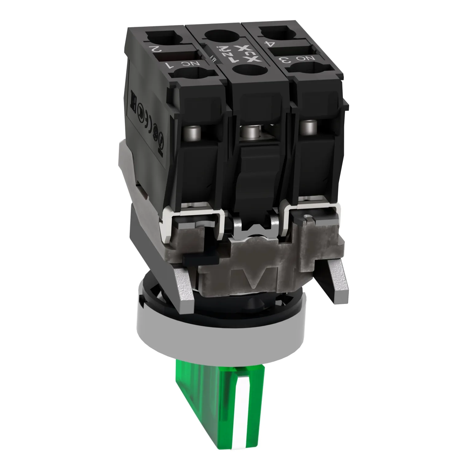 Schalter: Dreh-; 22mm; Stab.Pos: 3; NC + NO; grün; LED; 24V; IP66 - 6