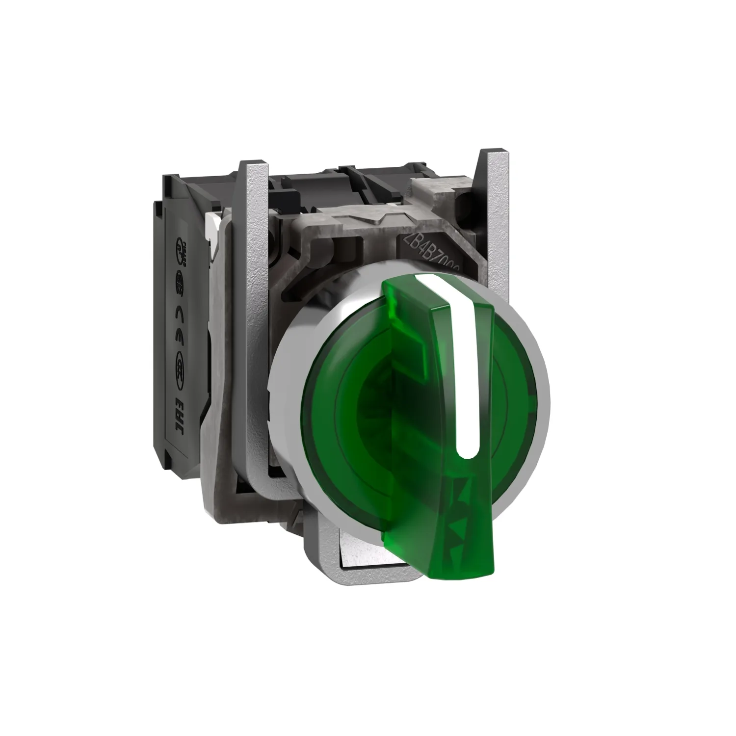 Schneider XB4BK133M5 - Switch: rotary; 22mm; Stabl.pos: 3; NC + NO; green; LED; 230V; IP66