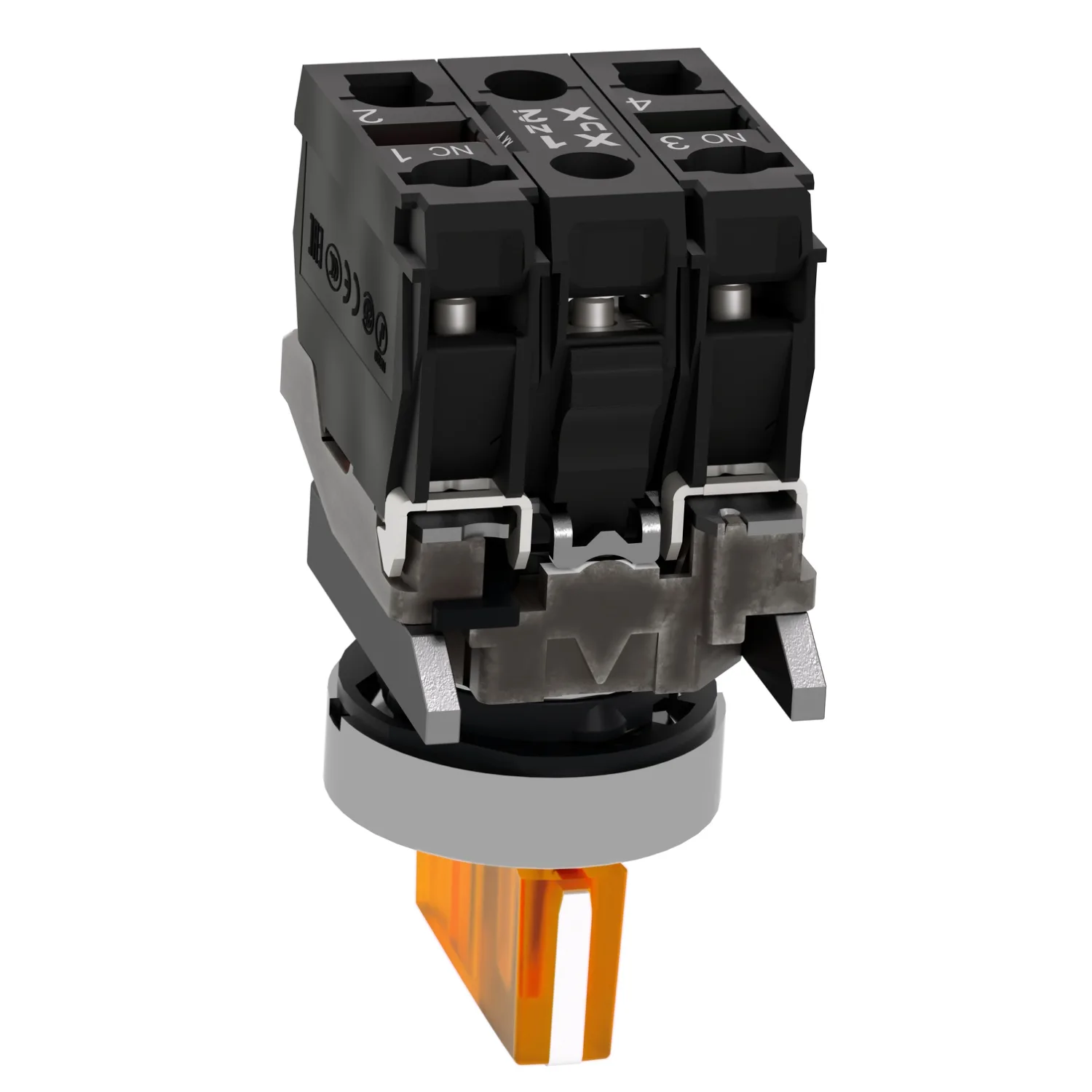 Commutateur: rotatif; 22mm; Pos.stab: 3; NC + NO; orange; LED; 24V - 3