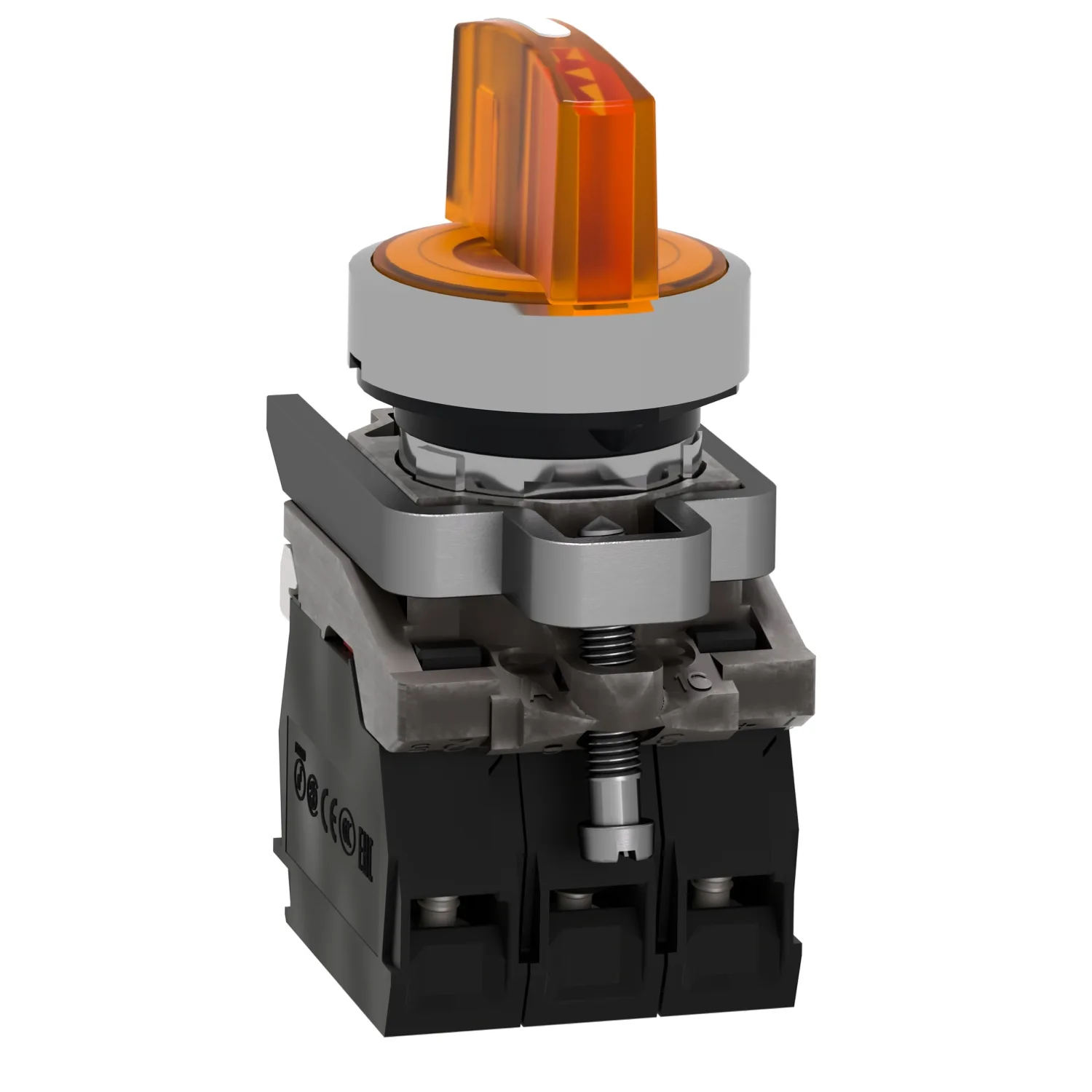 Commutateur: rotatif; 22mm; Pos.stab: 3; NC + NO; orange; LED; 24V - 6