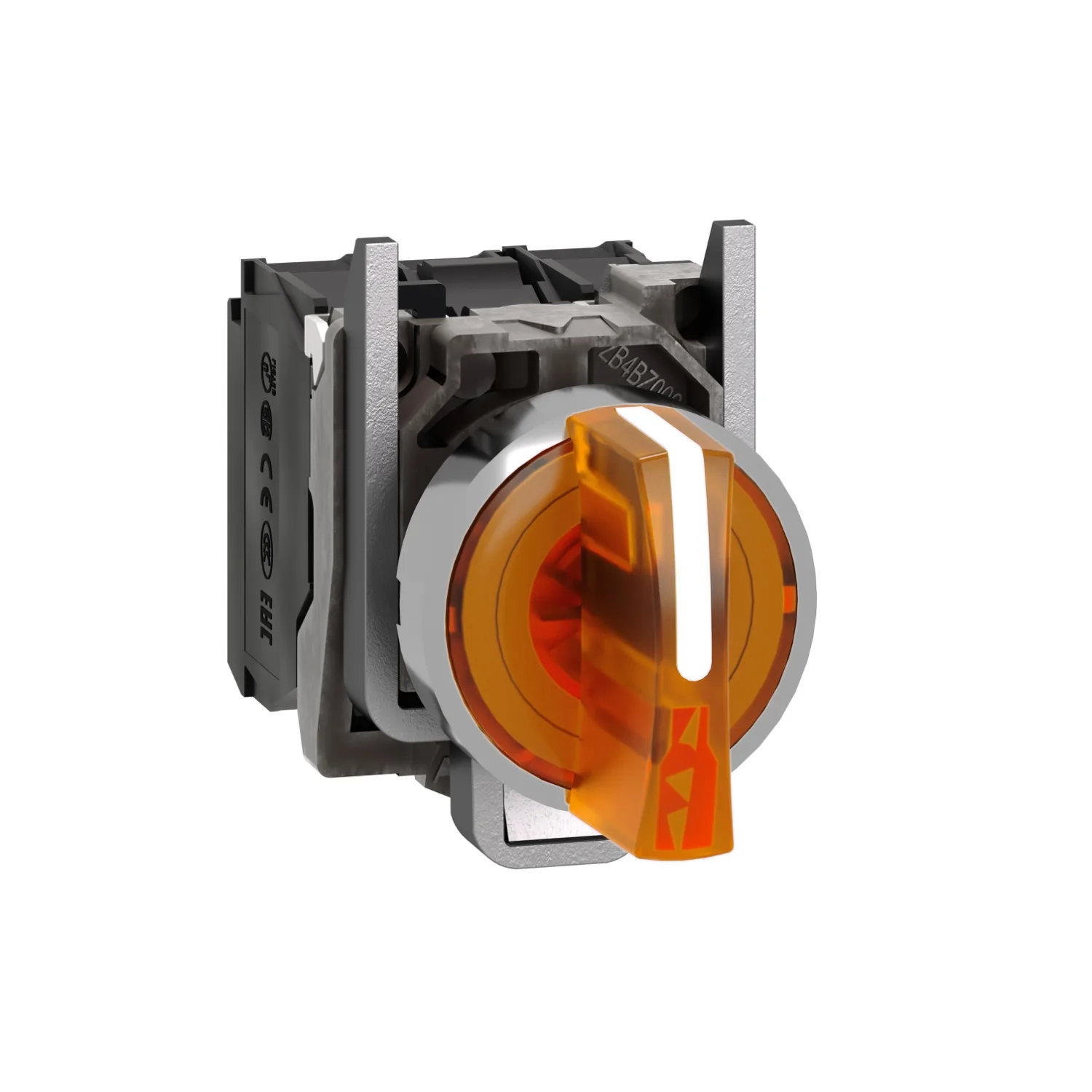 Schneider XB4BK135B5 - XB4BK135B5 - Şalter: döner; 22mm; Sabit poz: 3; NK + NA; turuncu; LED; 24V; IP66
