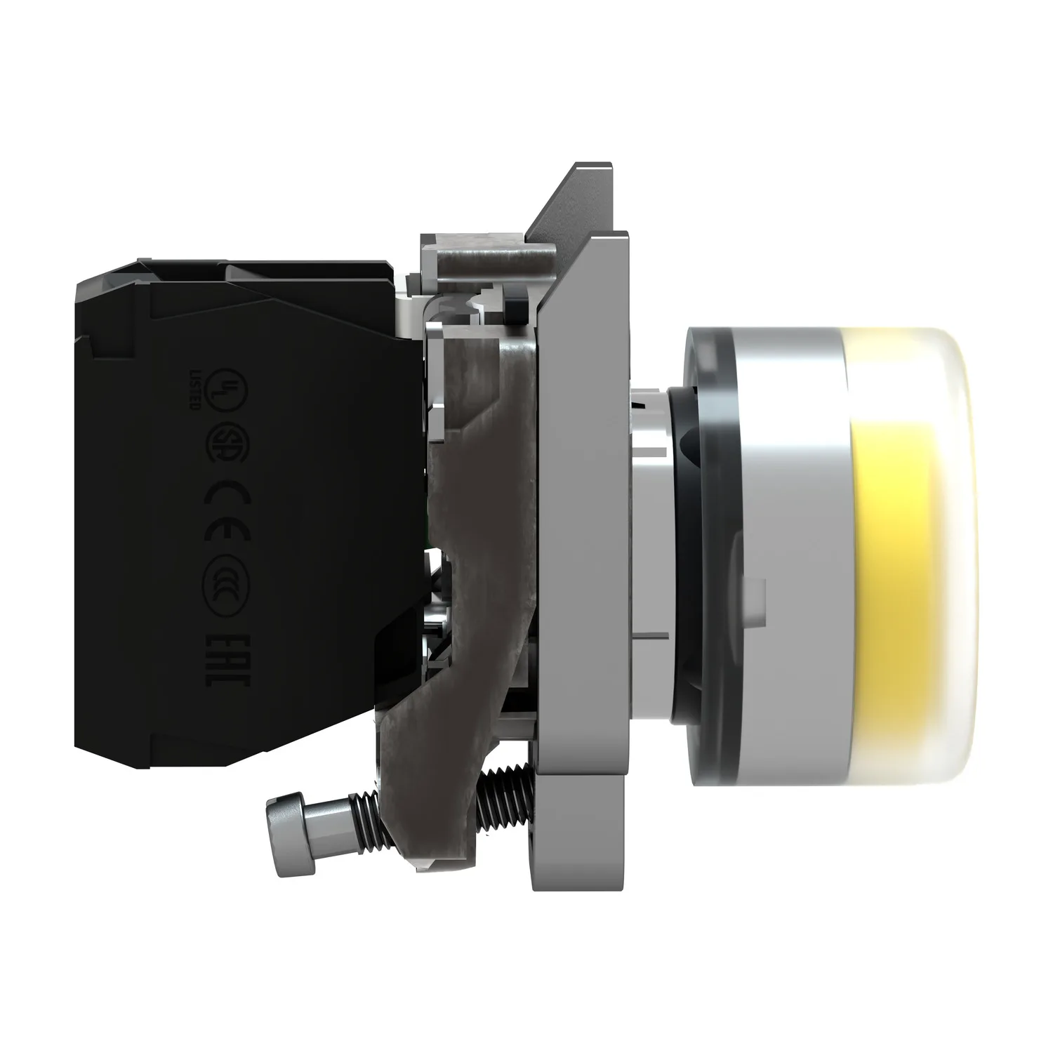 XB4BP51 - Şalter: basmalı buton; 22mm; NO; sarı; yok; 3A/240VAC; IP66; düz - 2