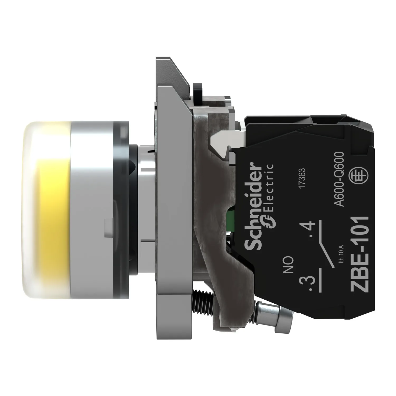 XB4BP51 - Şalter: basmalı buton; 22mm; NO; sarı; yok; 3A/240VAC; IP66; düz - 4
