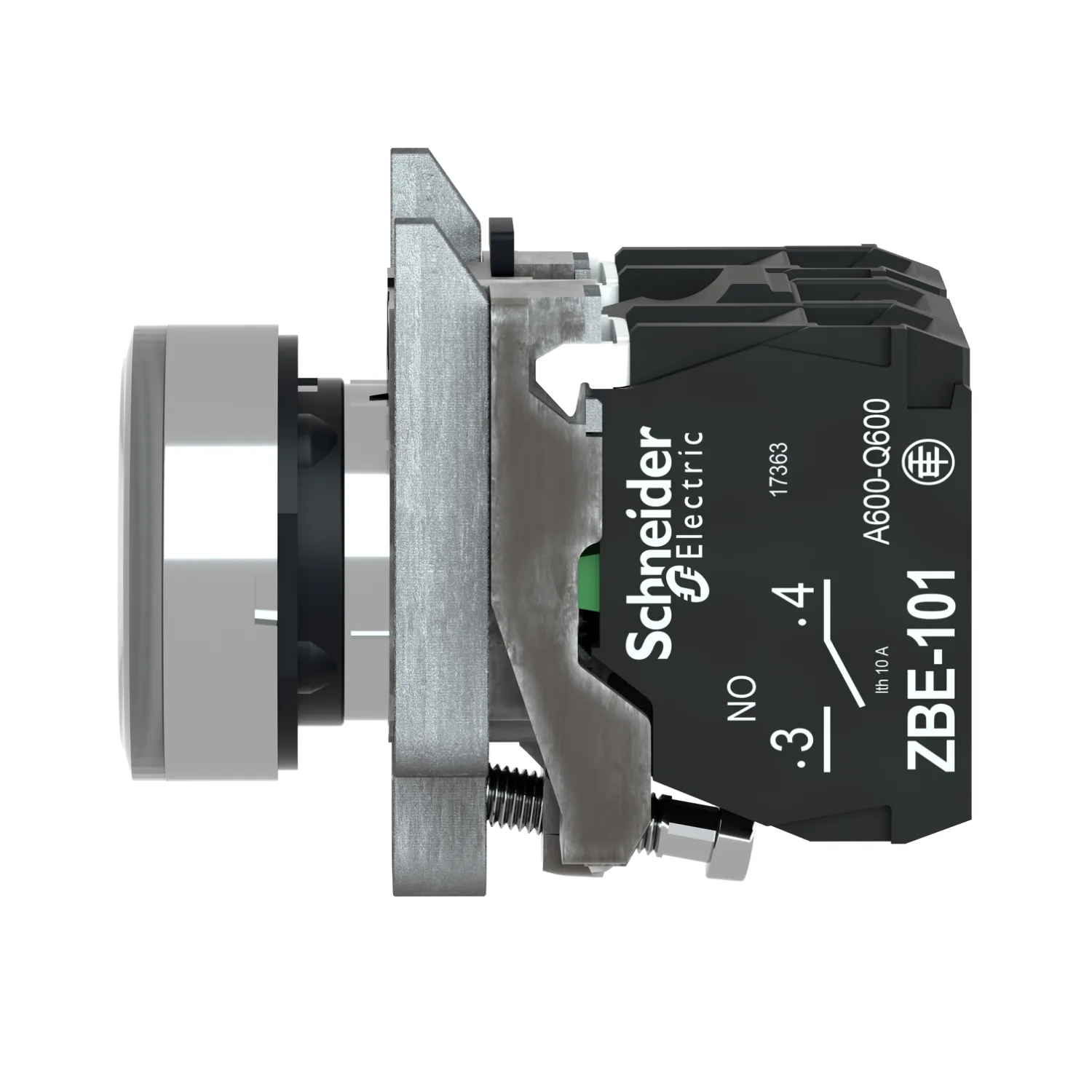 Switch: push-button; 22mm; Stabl.pos: 1; NC + NO; white; LED; 230V - 3