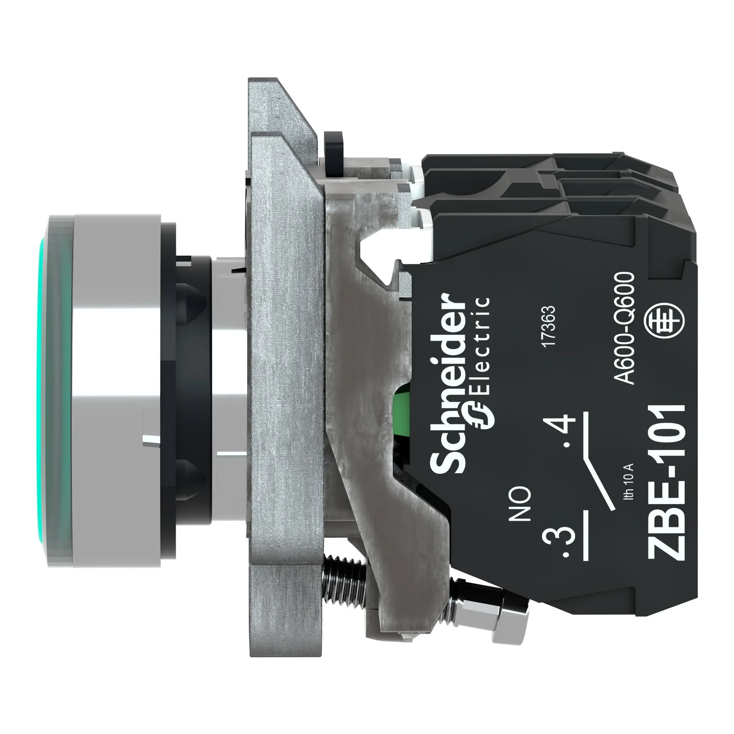 XB4BW3365 - Anahtar: basmalı buton; 22 mm; Kalıcı kon., pozisyon: 1; NC + NO; yeşil; 0÷250V - 3