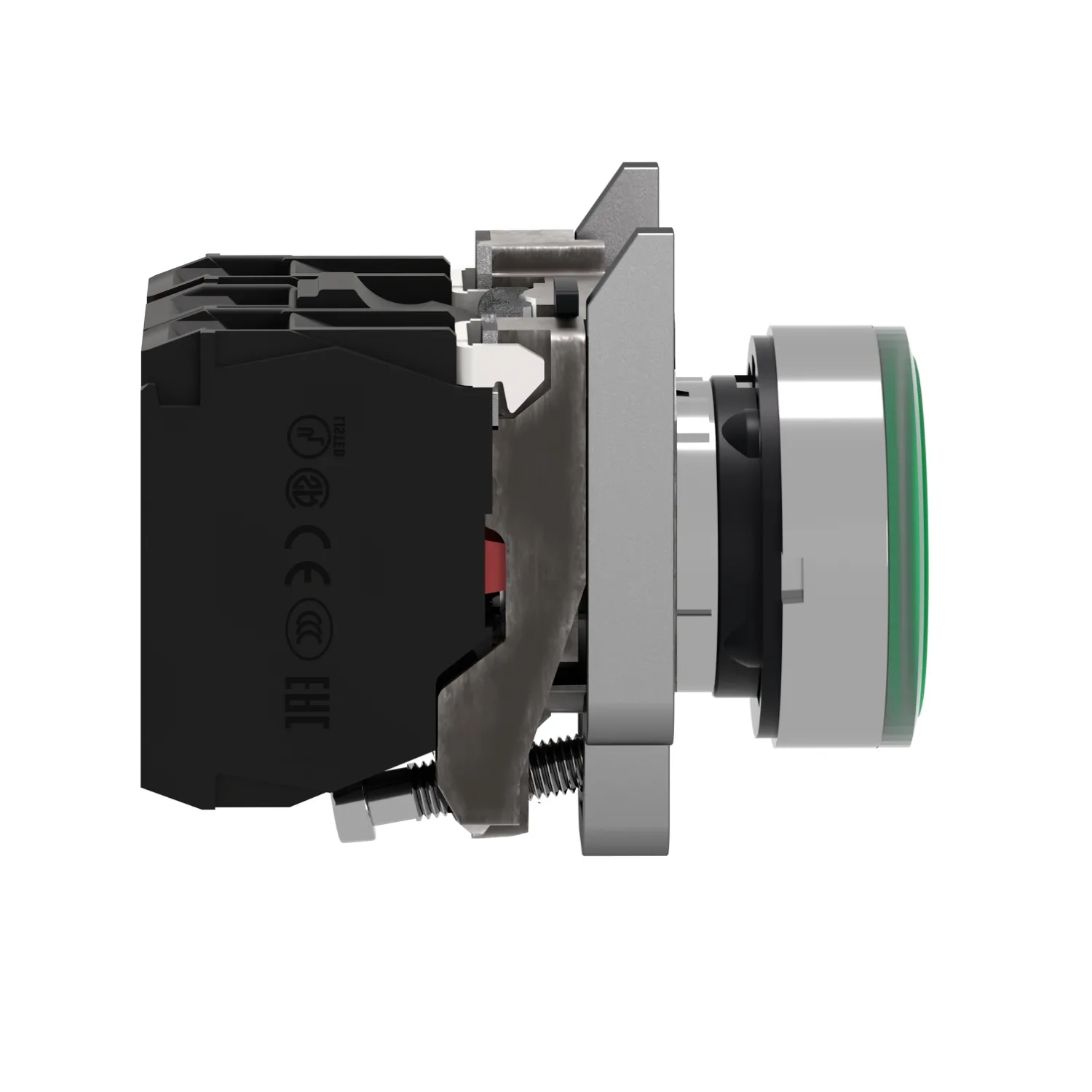 Schalter: Druck; 22mm; Stab.Pos: 1; NC + NO; grün; LED; 24V; IP66 - 2