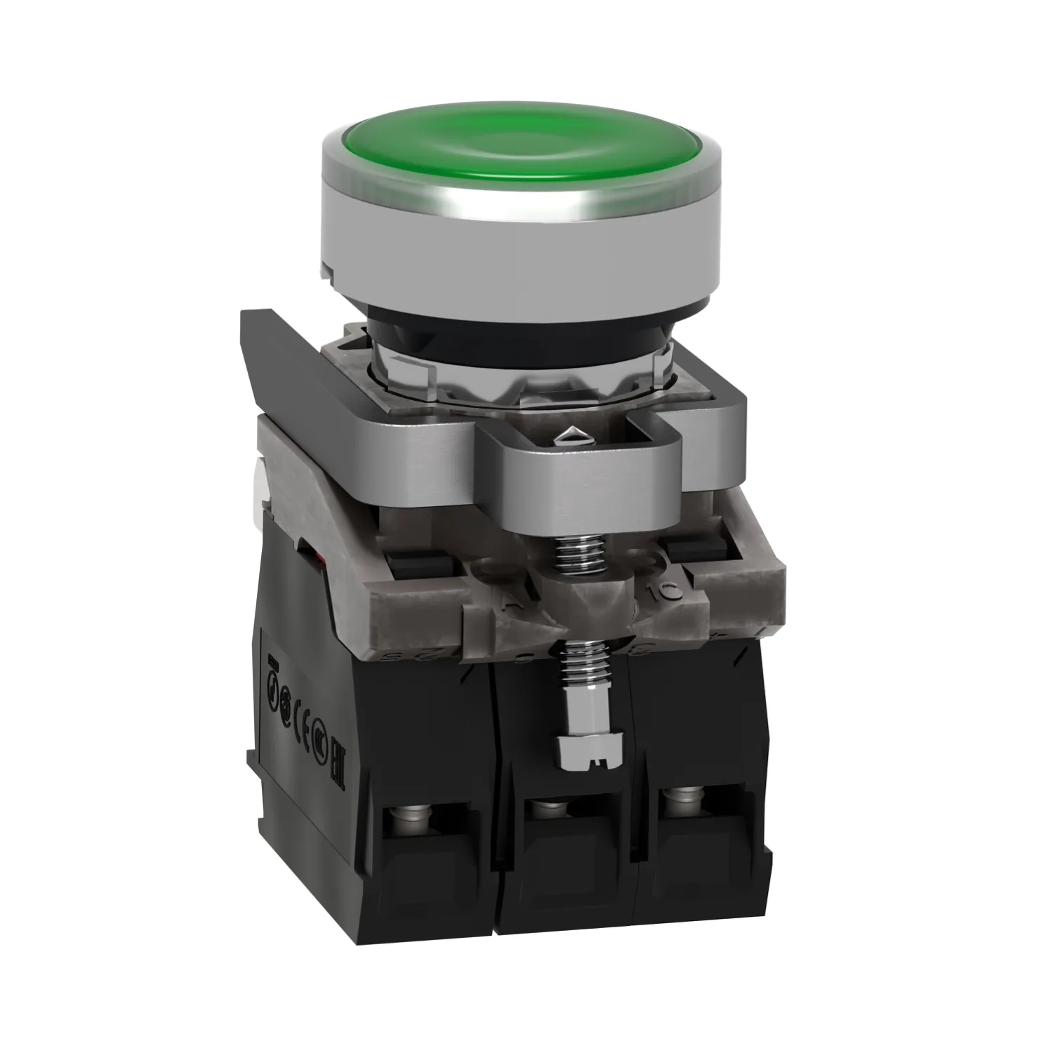 XB4BW33M5 - Anahtar: basmalı buton; 22mm; Kalıcı kon.~1; NC + NO; yeşil; LED; 230V - 4