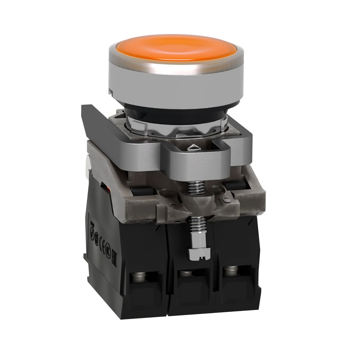 Commutateur: bouton-poussoir; 22mm; Pos.stab: 1; NC + NO; orange - 3
