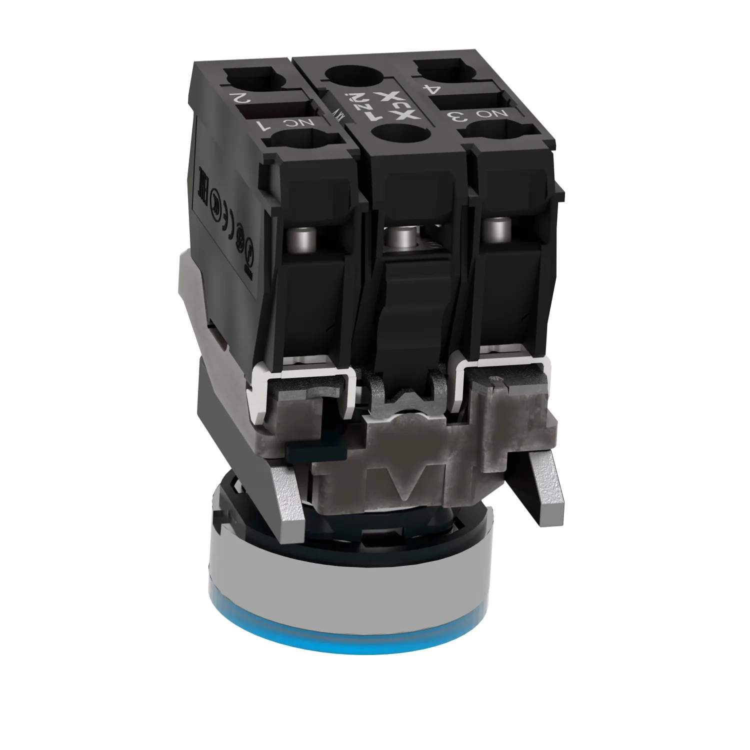 Commutateur: bouton-poussoir; 22mm; Pos.stab: 1; NC + NO; bleu; LED - 2