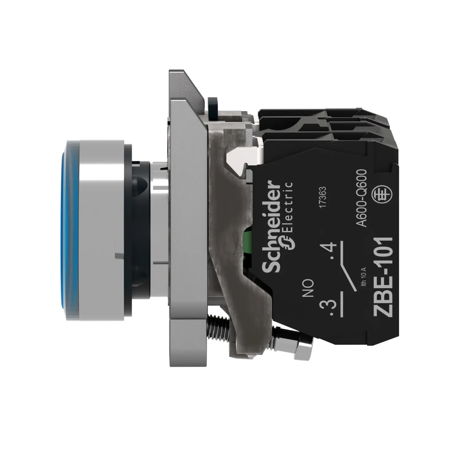Commutateur: bouton-poussoir; 22mm; Pos.stab: 1; NC + NO; bleu; LED - 5
