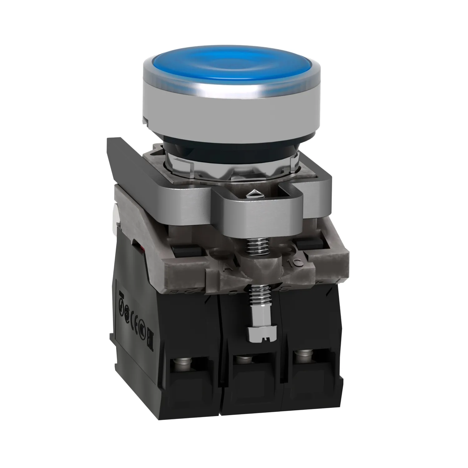 Commutateur: bouton-poussoir; 22mm; Pos.stab: 1; NC + NO; bleu; LED - 6