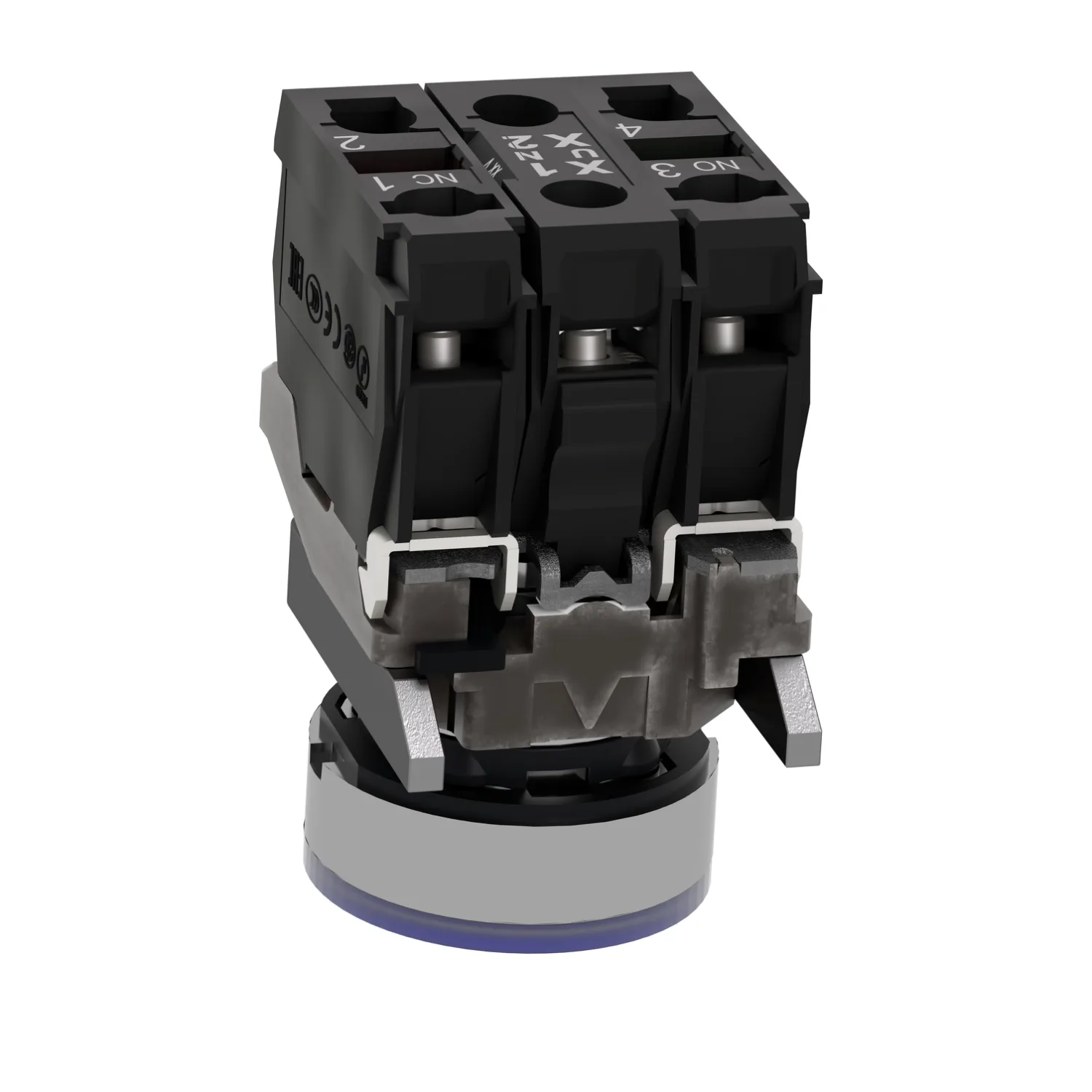 Switch: push-button; 22mm; Stabl.pos: 1; NC + NO; blue; LED; 230V - 5