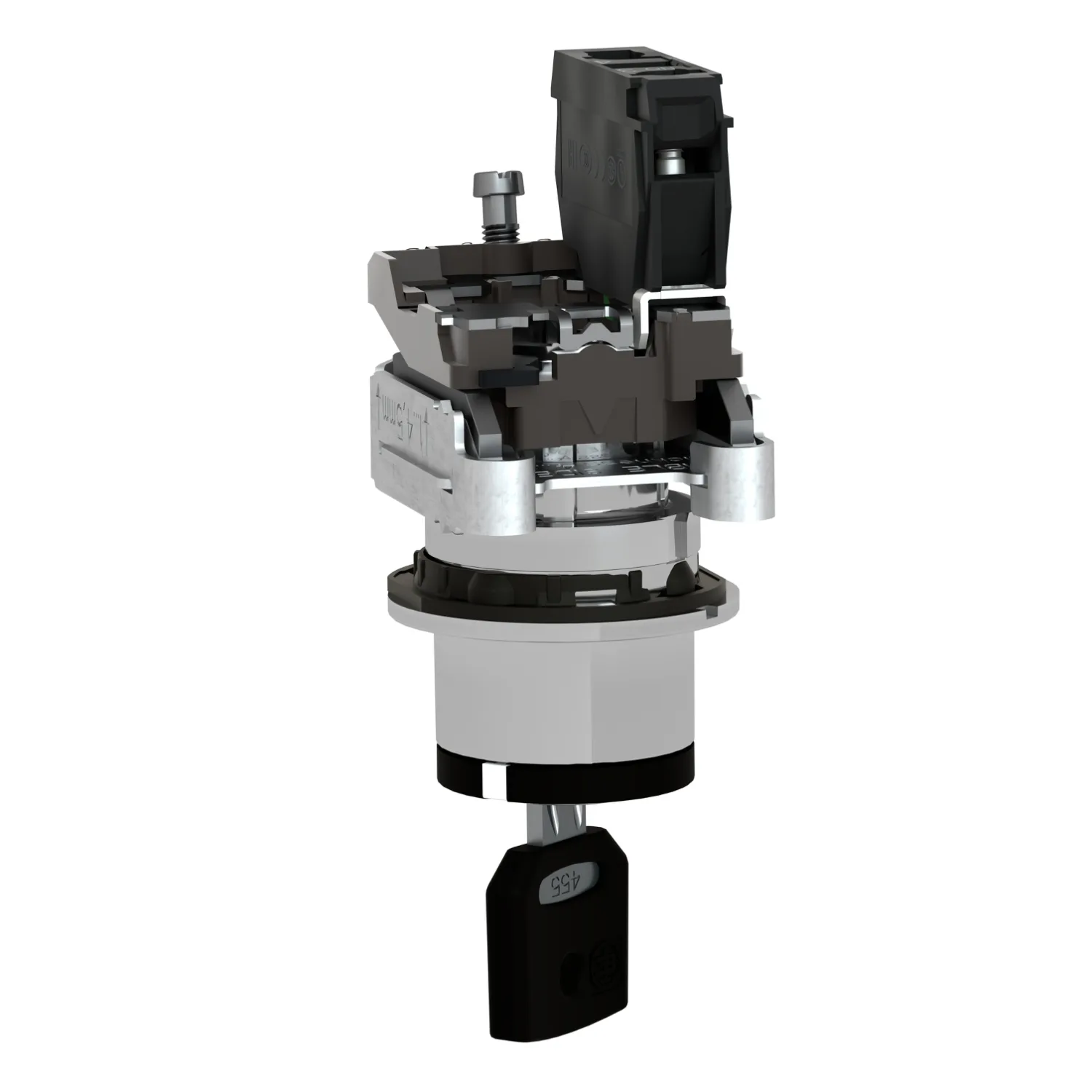 Harmony XB4 - bouton à clé 455 - flush - 2 pos fix - retr G - 1F - vis étr - 6