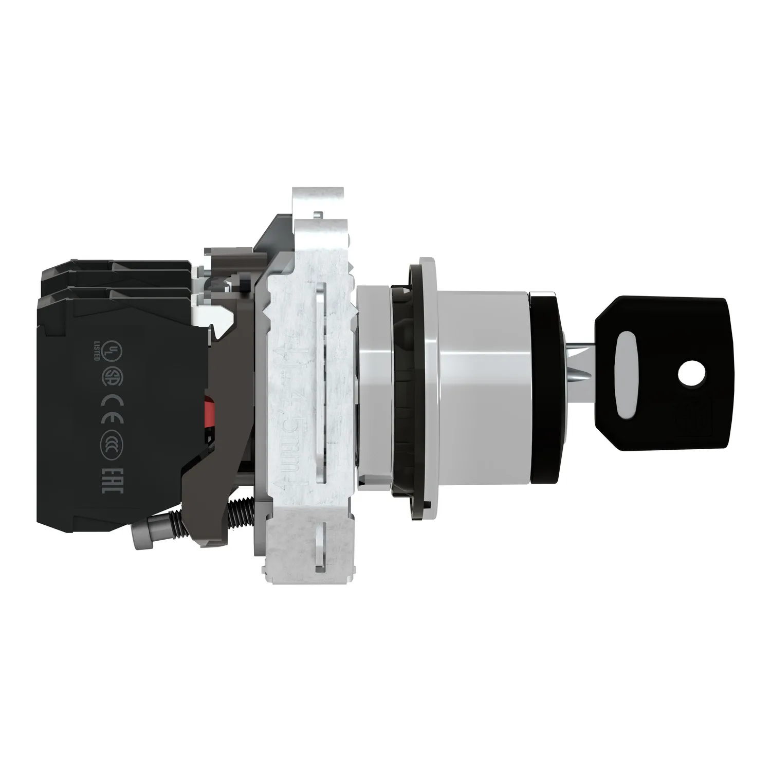 Harmony XB4 - bouton à clé 455 - flush - 3 pos fix - retr C - 2F - vis étr - 5