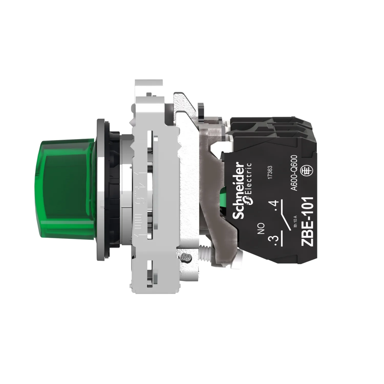 Harmony XB4 - bouton à man lumin - flush - 2 pos fix - vert - 1O+1F - 24V - 2